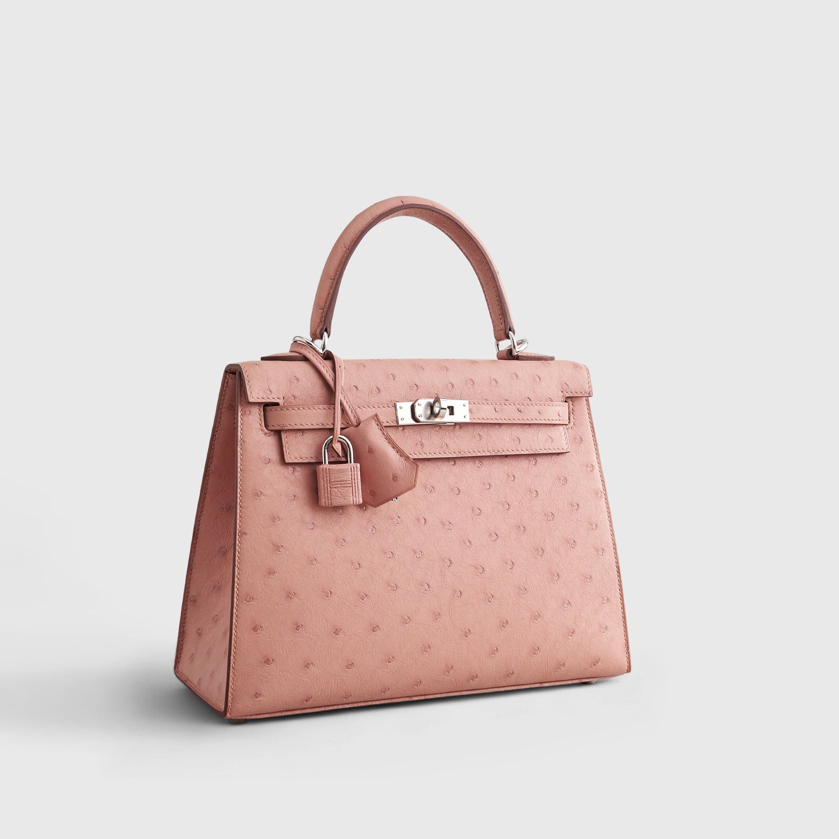 Hermès Kelly 25 Ostrich Terre Cuite Palladium Hardware - eliteUSA 