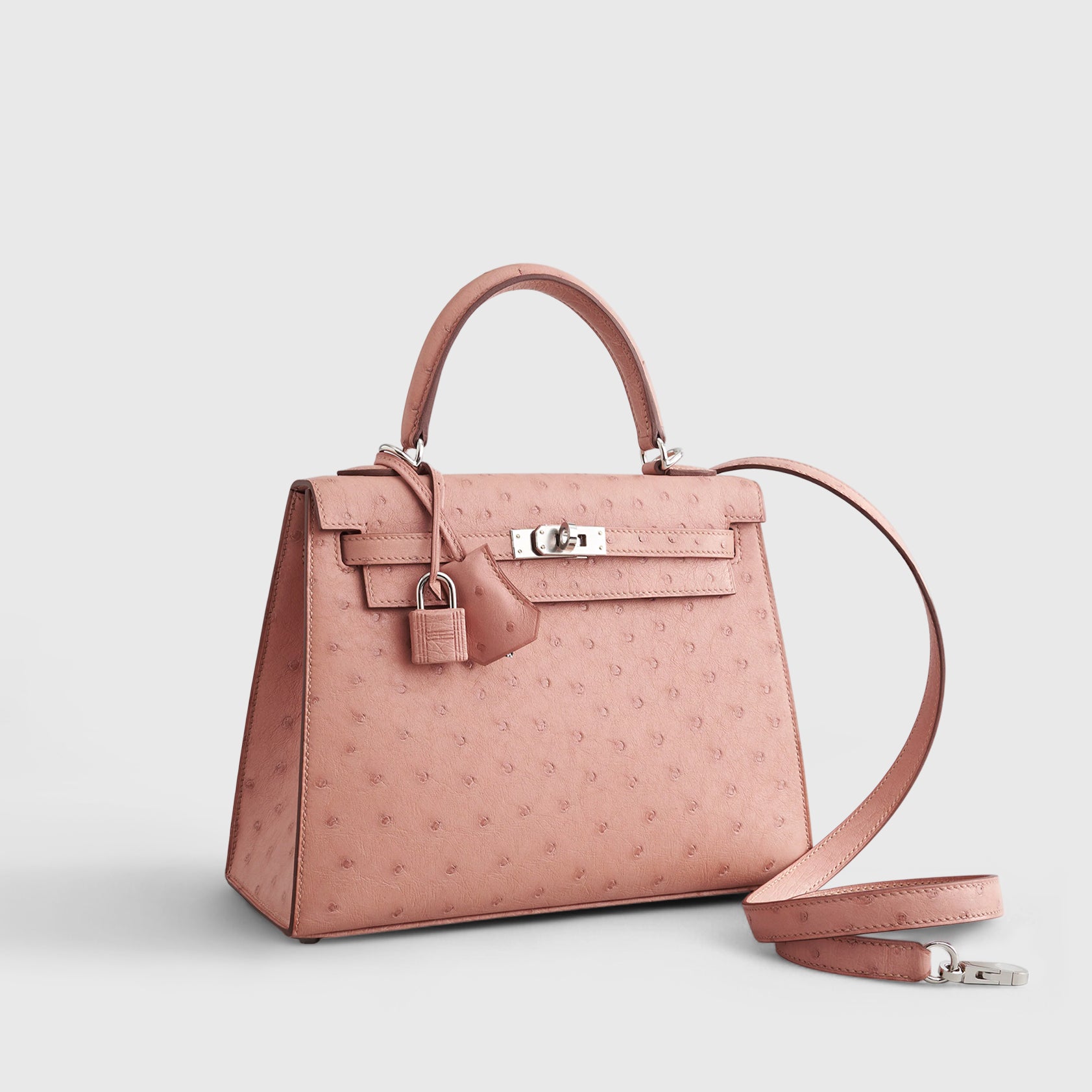 Hermès Kelly 25 Ostrich Terre Cuite Palladium Hardware - eliteUSA 