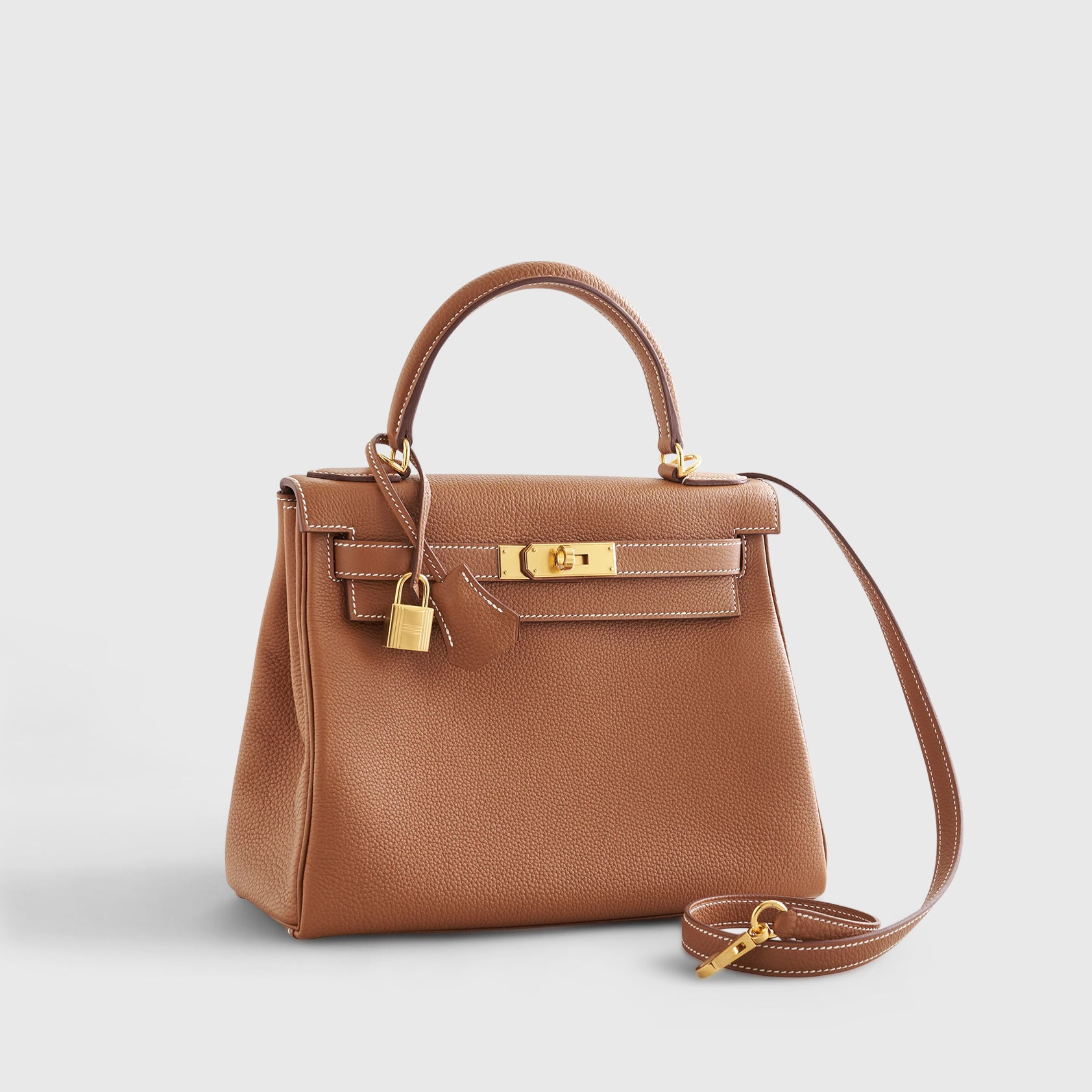 Hermès Kelly 28 Togo Gold Retourne w/Nata Strap Gold Hardware - eliteUSA 