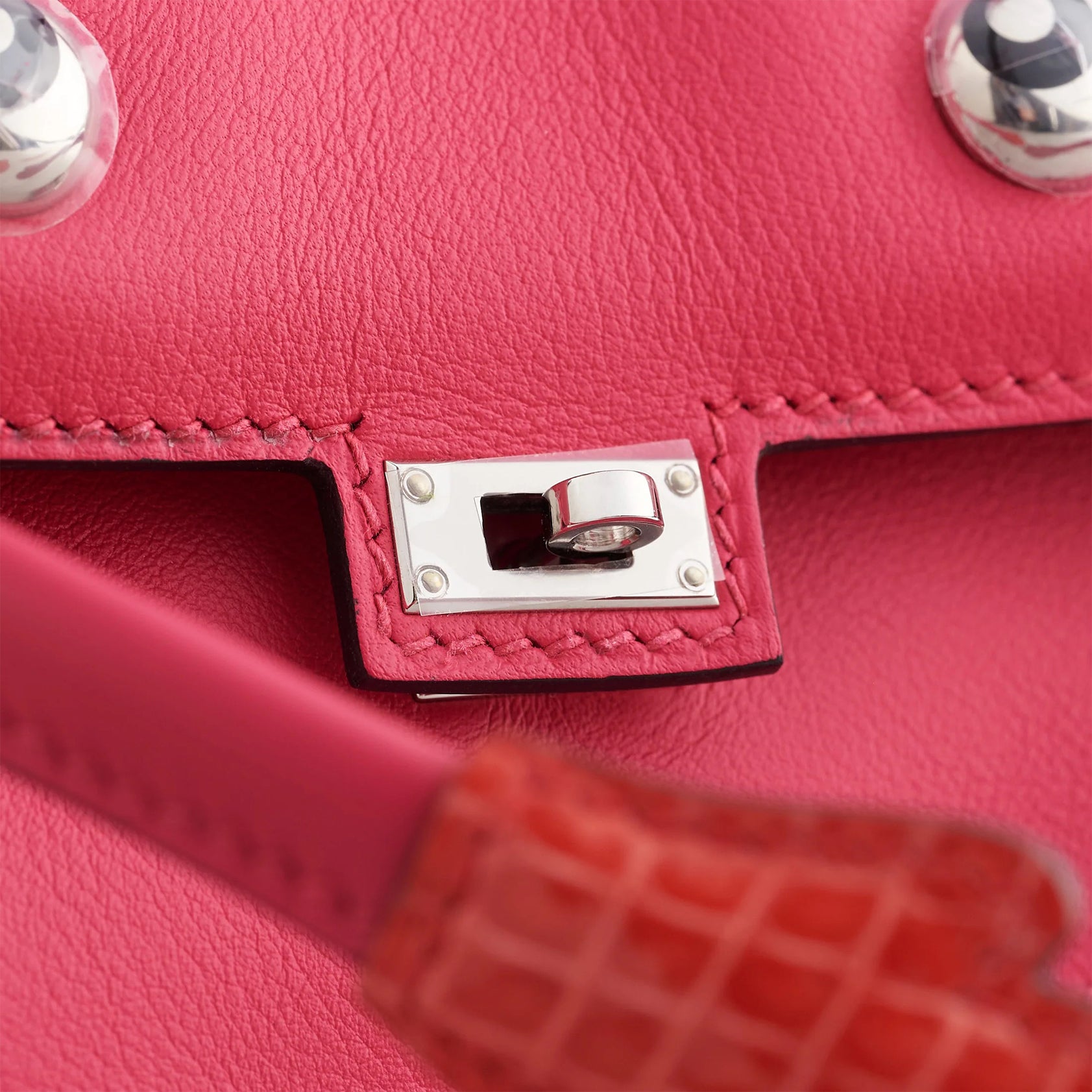 Hermès Kelly Doll Touch Mini Alligator, Swift Rose Mexico/Rouge de Coeur Palladium Hardware