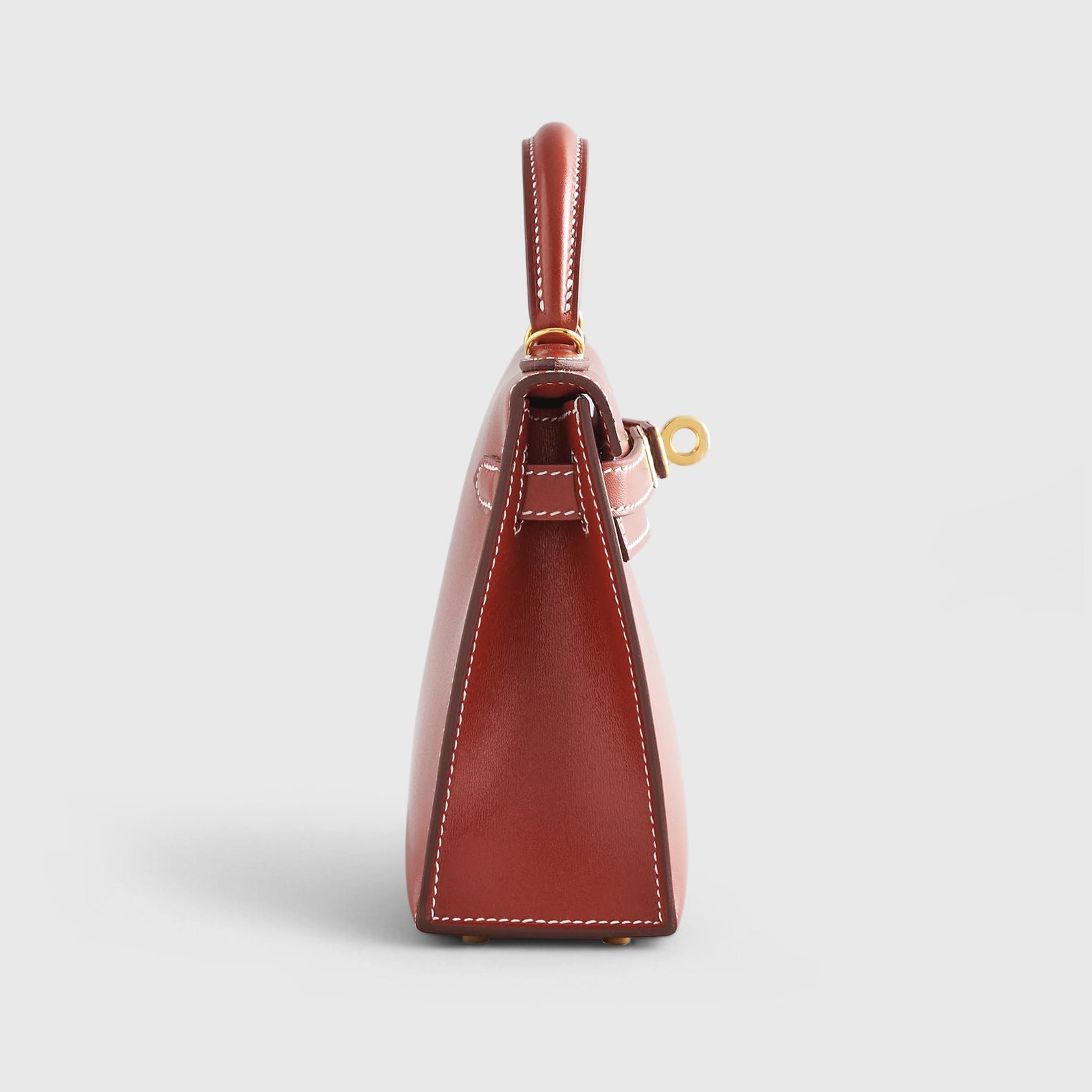 Hermès Kelly Mini Box Calf Brique Sellier Gold Hardware - eliteUSA 