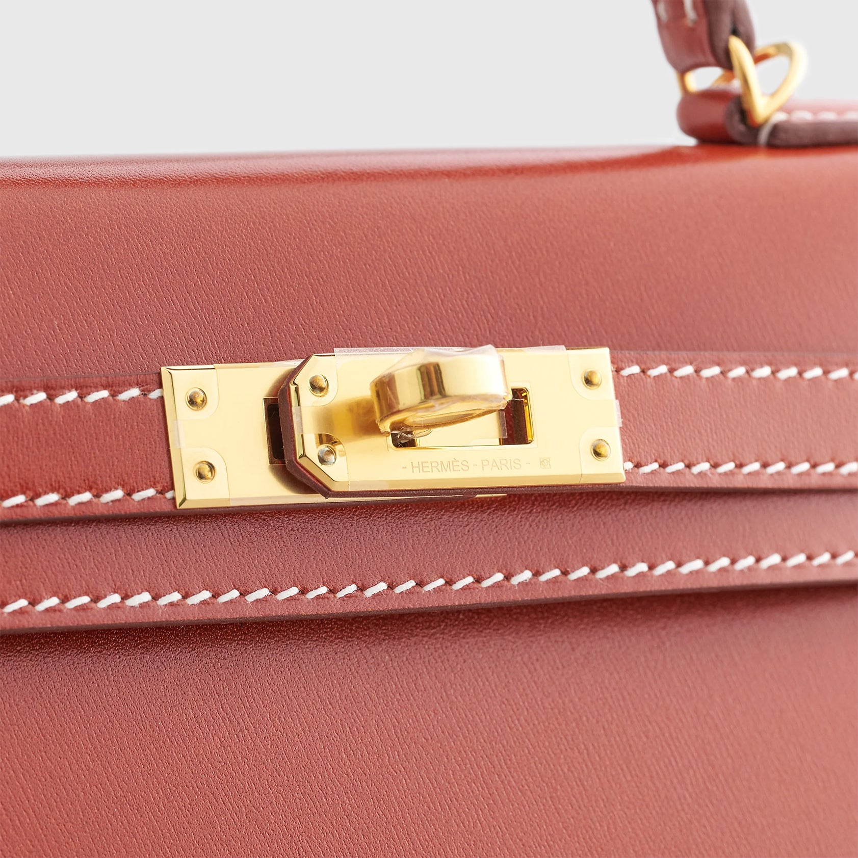 Hermès Kelly Mini Box Calf Brique Sellier Gold Hardware - eliteUSA 