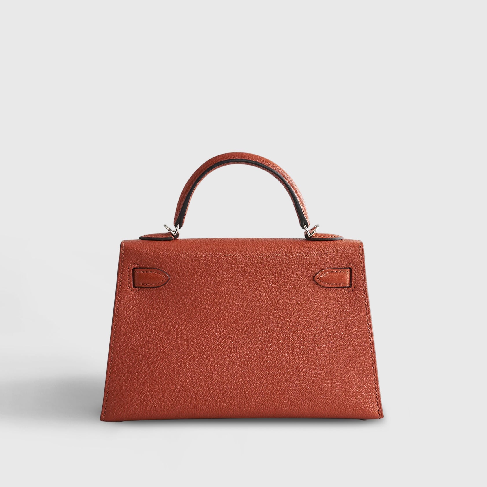 Hermès Kelly Mini Chevre Cuivre/Rose Mexico w/ Wool Strap Palladium Hardware - eliteUSA 