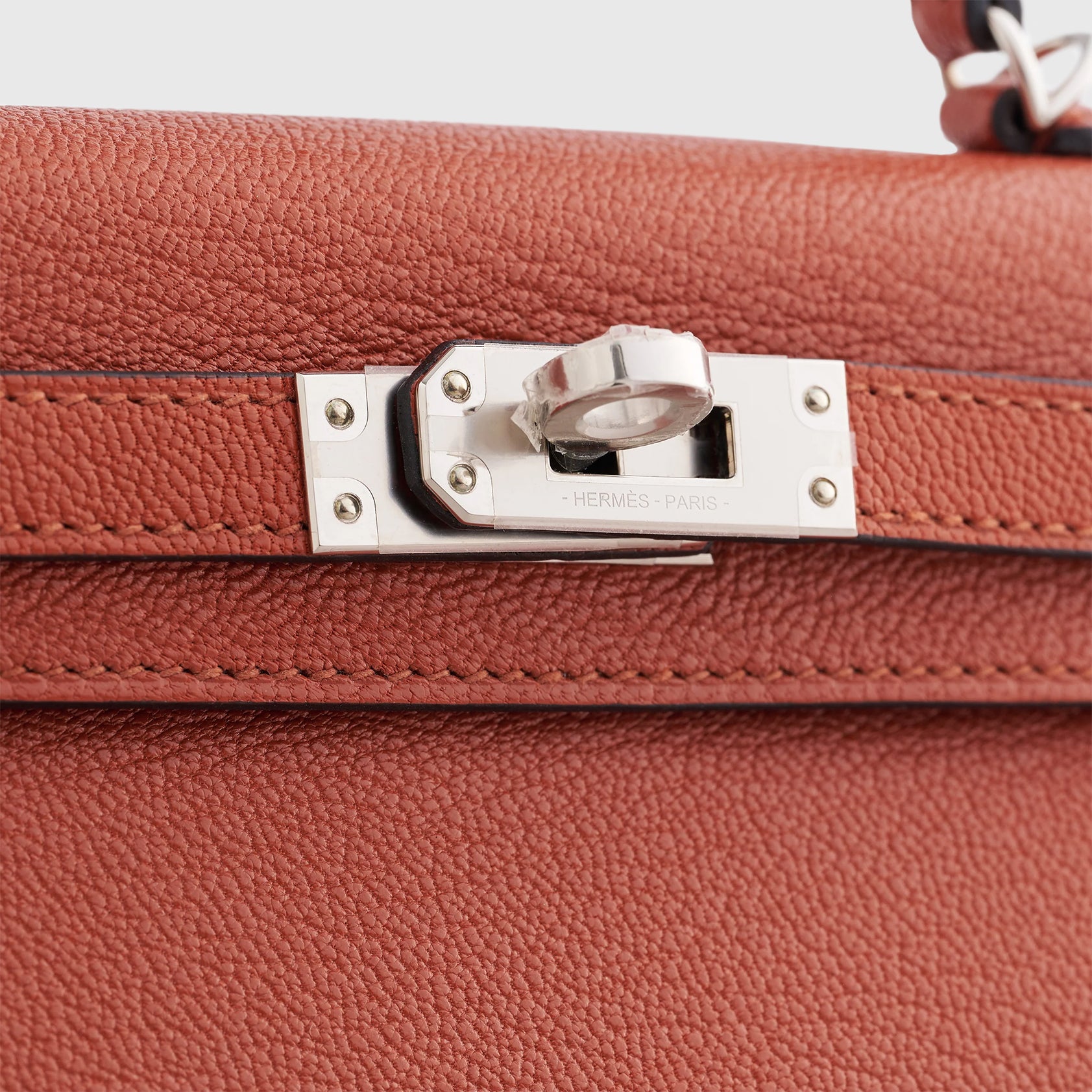 Hermès Kelly Mini Chevre Cuivre/Rose Mexico w/ Wool Strap Palladium Hardware - eliteUSA 