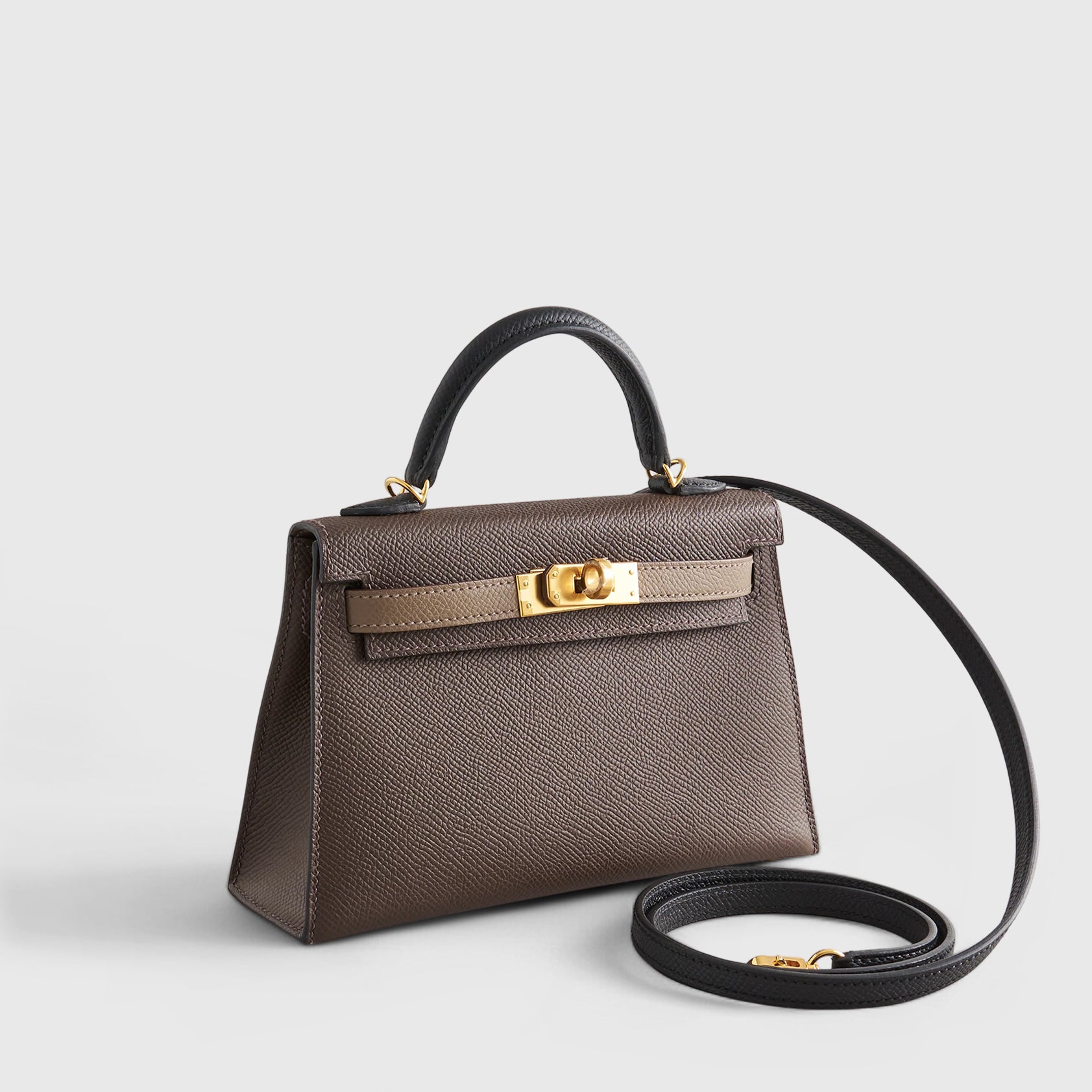 Hermès Kelly Mini Ecorce/Etoupe/Black Gold Hardware - eliteUSA 