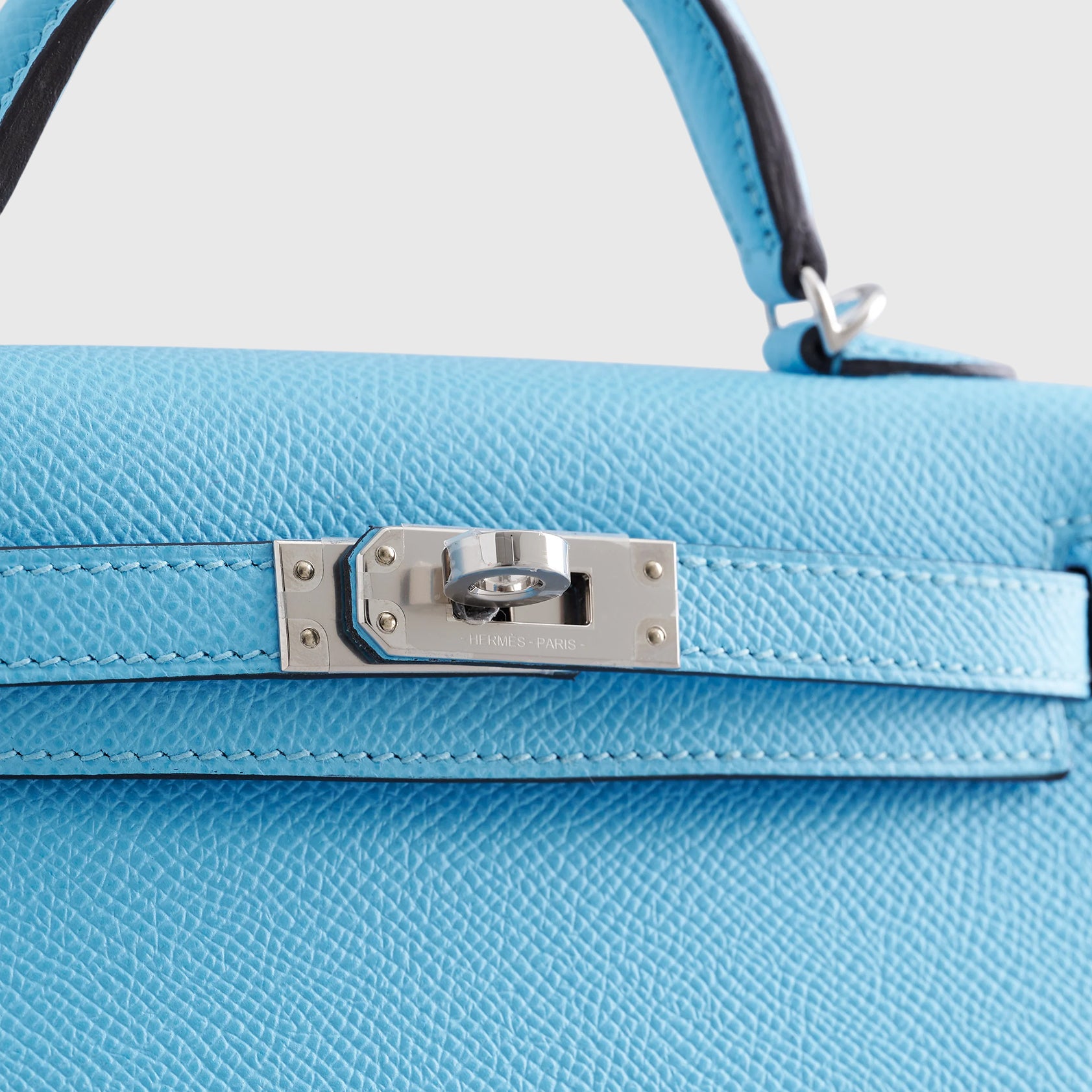 Hermès Kelly Mini Epsom Blue Celeste Sellier Palladium Hardware - eliteUSA 