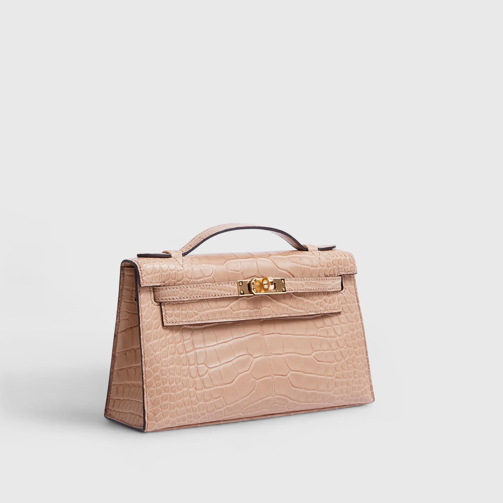 Hermès Kelly Pochette Mini Alligator Chai Matte Gold Hardware