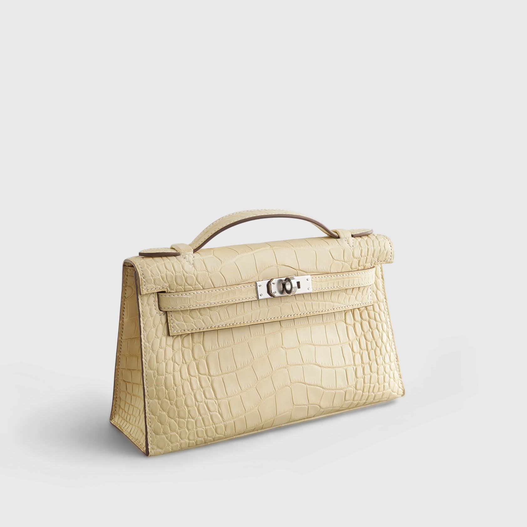 Hermès Kelly Pochette Mini Alligator Vanille Matte Palladium Hardware