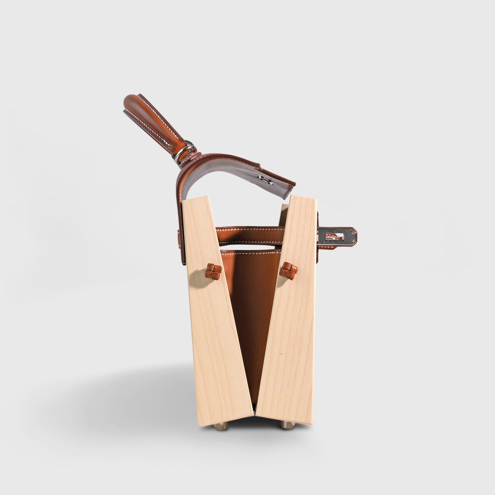 Hermès Kelly Wood 22 Natural/Multicolor/Fauve Perspective Cavalière Palladium Hardware