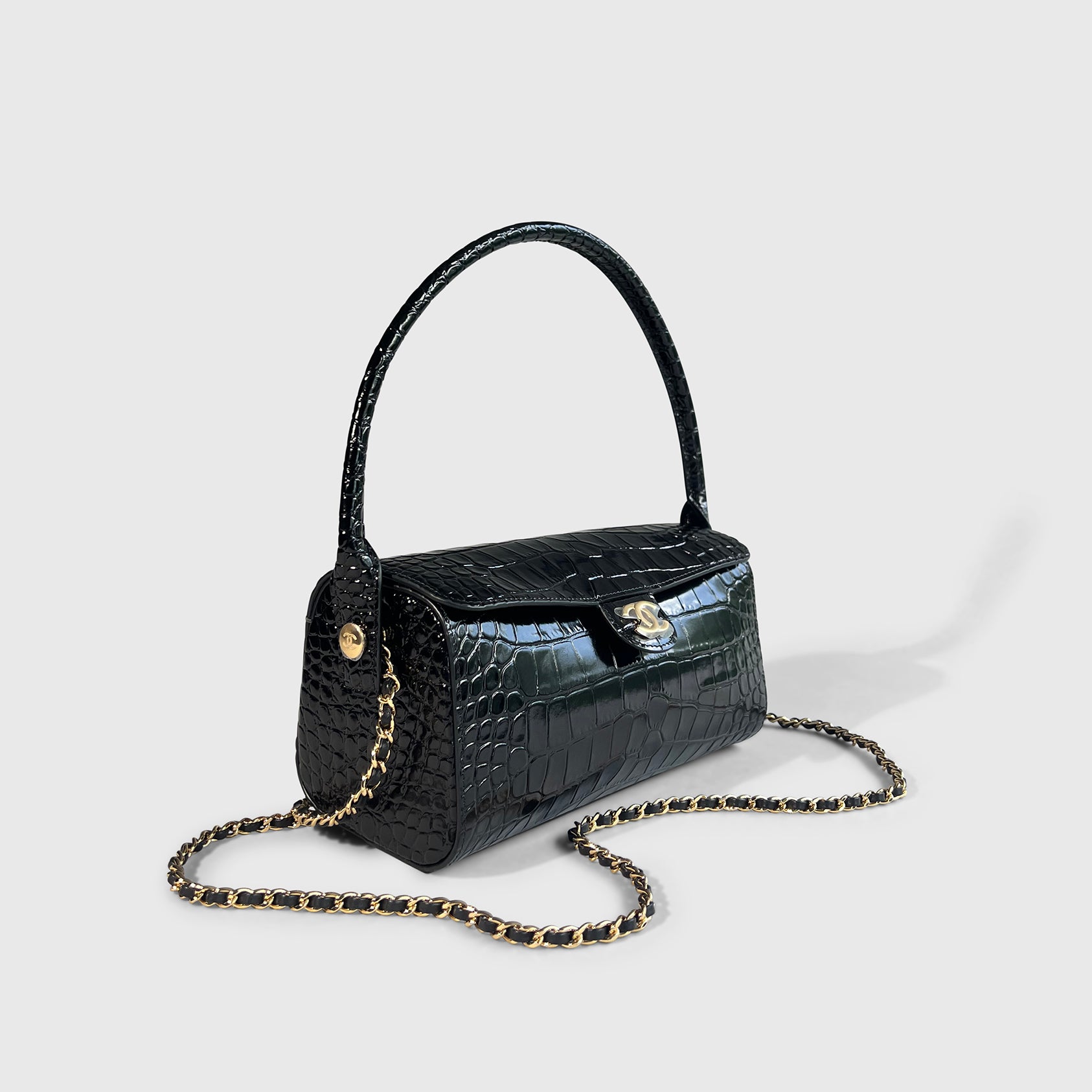 Chanel Croc Embossed Shoulder Bag