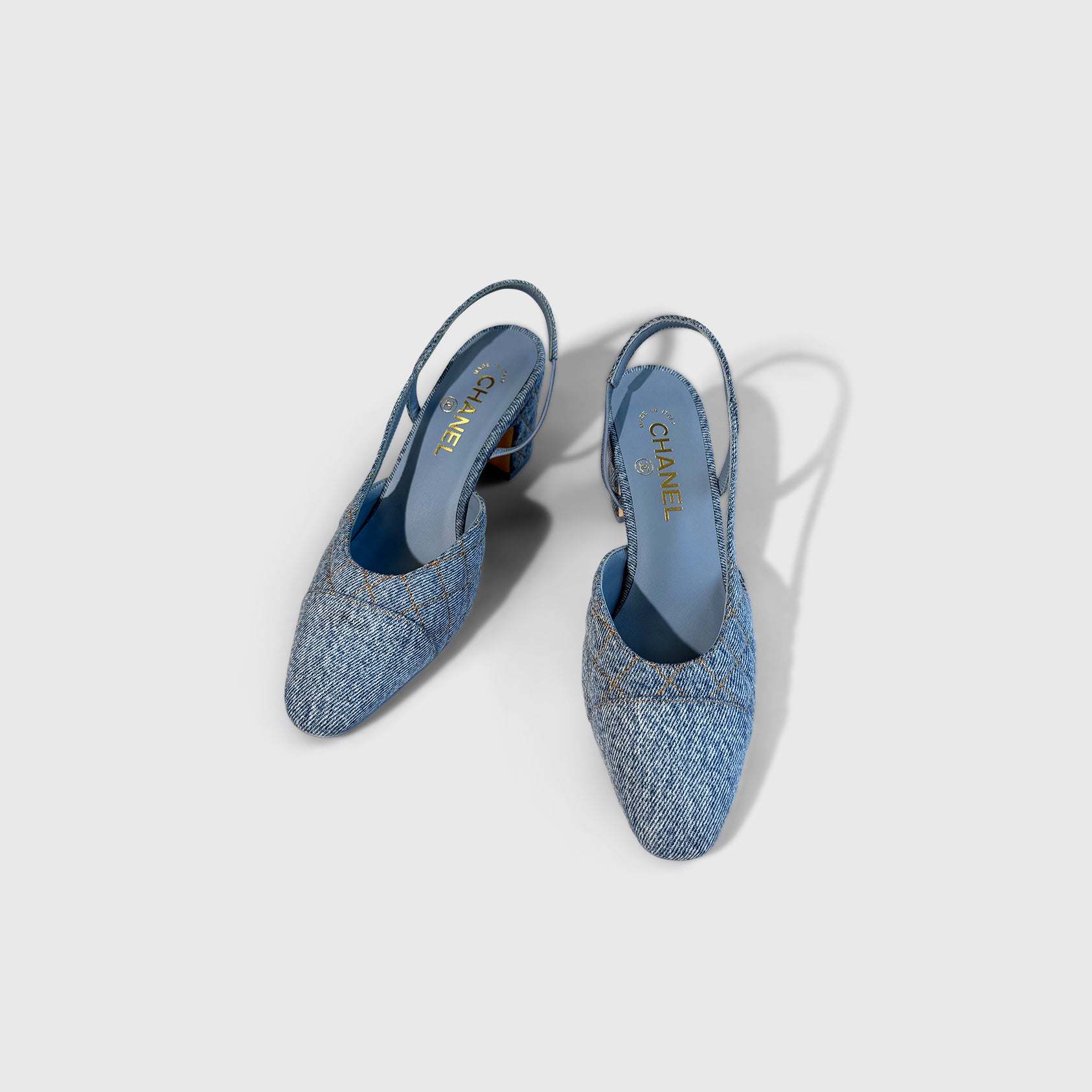 Chanel Denim Quilted Slingbacks