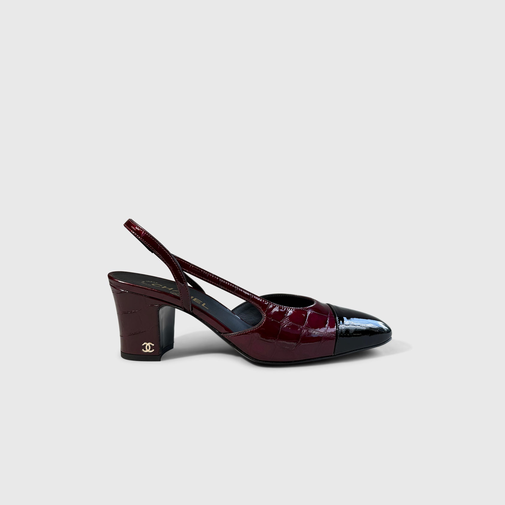 Chanel Croc Embossed Slingbacks