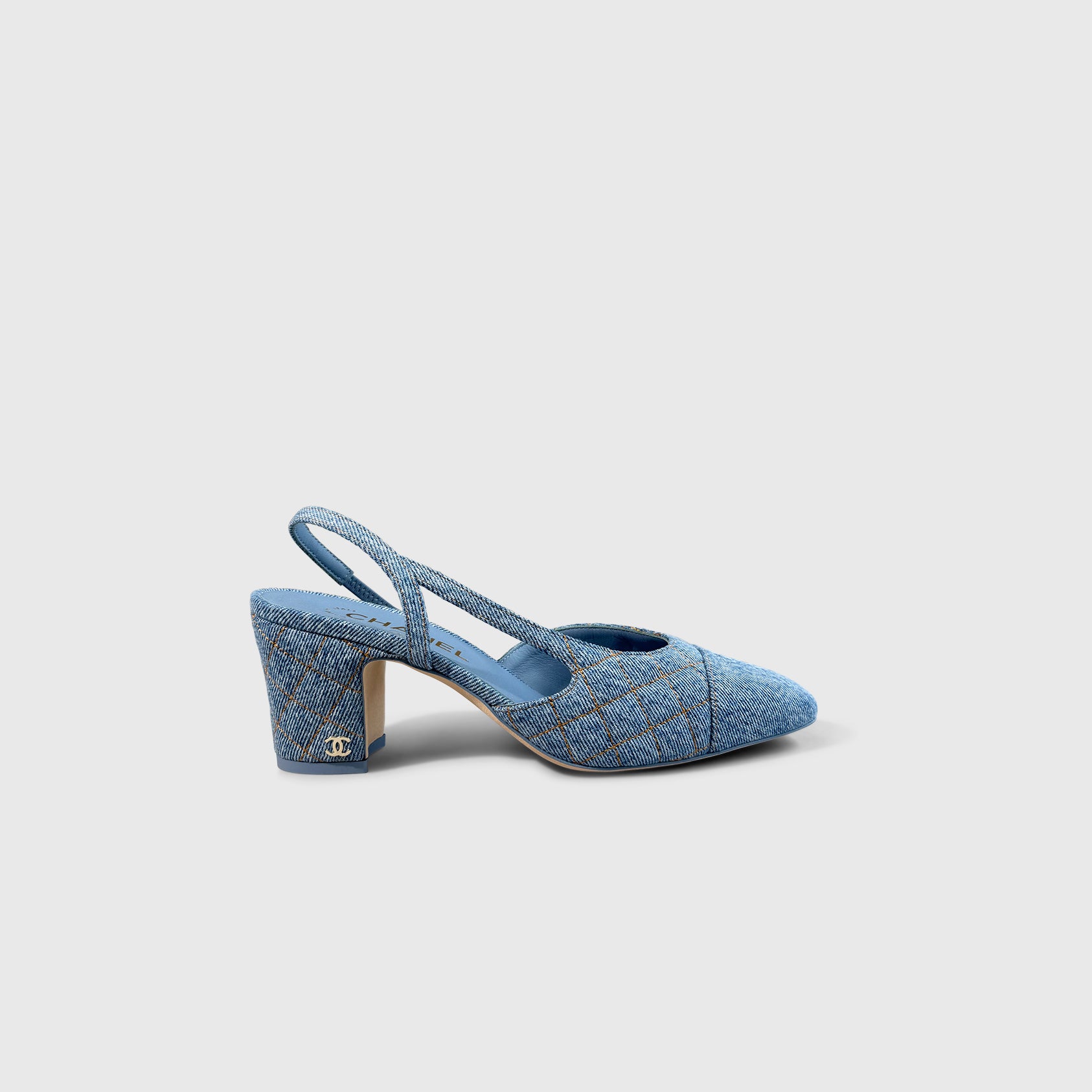 Chanel Denim Quilted Slingbacks