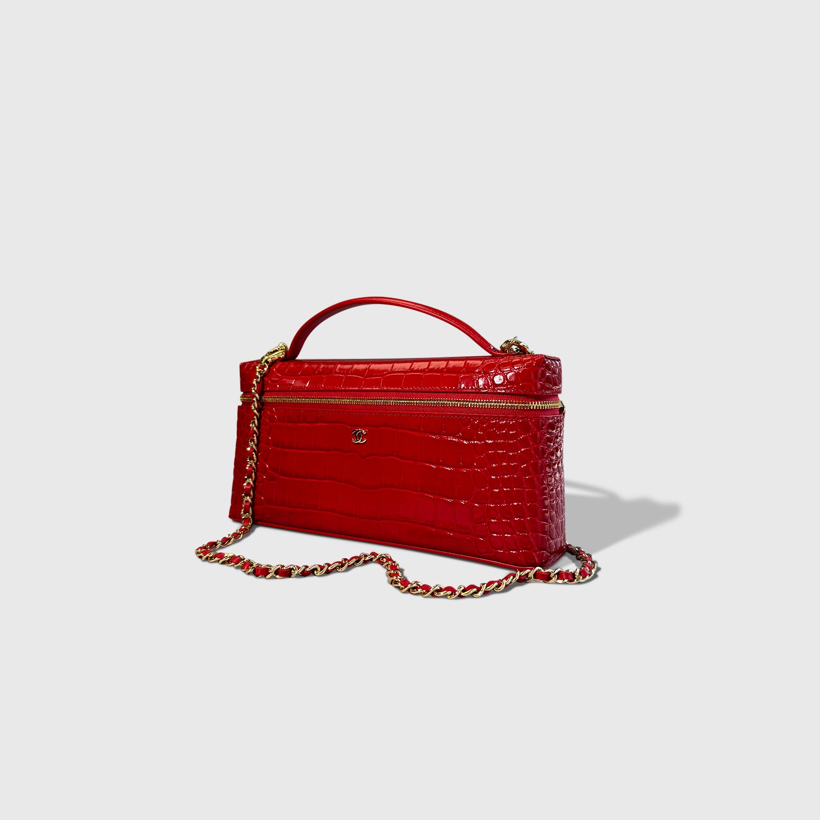 Chanel Croc Embossed East West Vanity