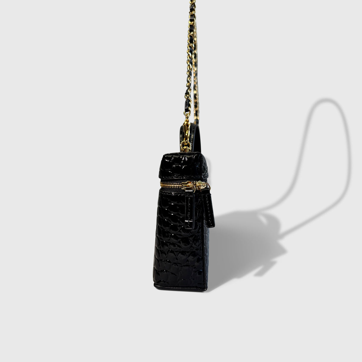 Chanel Croc Embossed East West Vanity Black