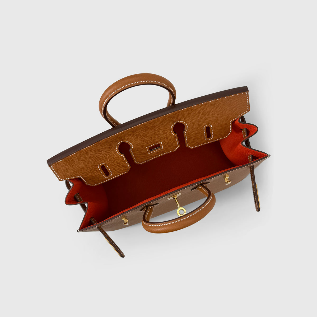 Hermès Birkin 25 Epsom Gold Sellier Verso Orange Gold Hardware