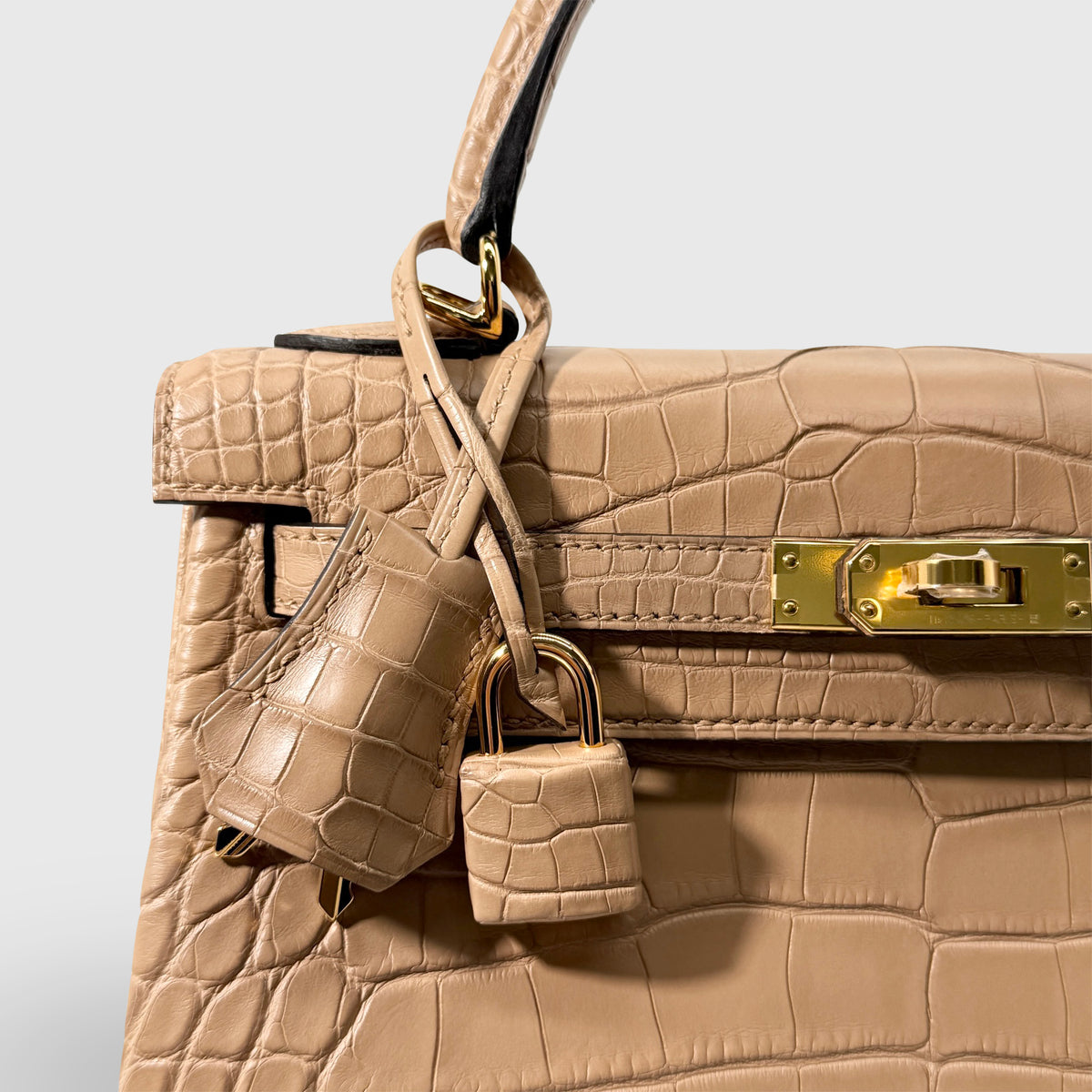 Hermès Kelly 25 Alligator Chai Matte Gold Hardware