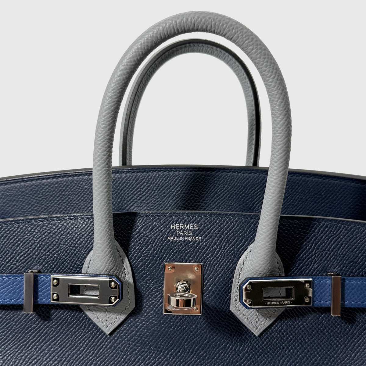 Hermès Birkin 25 Epsom Bleu Abysse / Bleu Tie / Gris Pantin Palladium Hardware