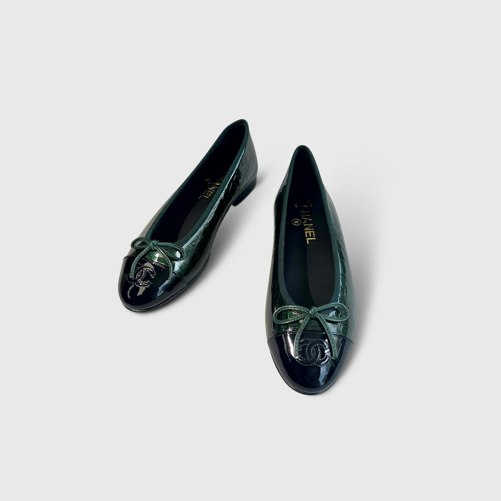 Chanel Croc Embossed Ballet Flats