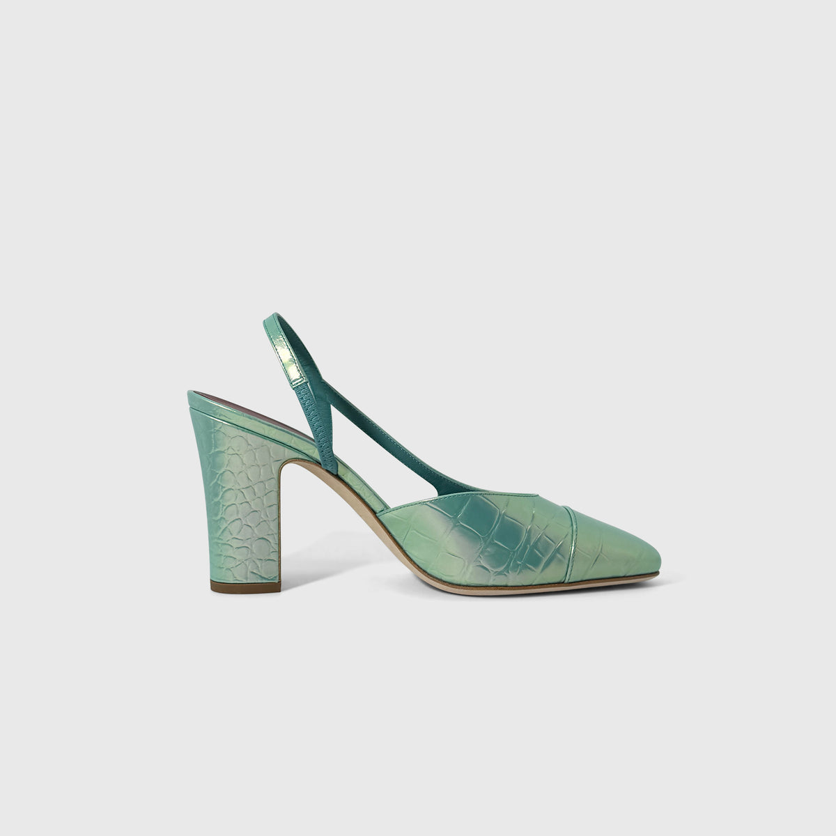 Chanel Croc Embossed Iridescent Slingbacks