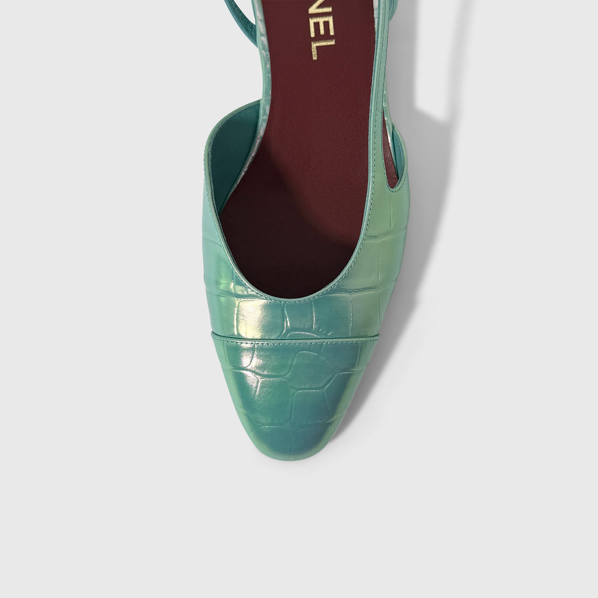 Chanel Croc Embossed Slingback Flats
