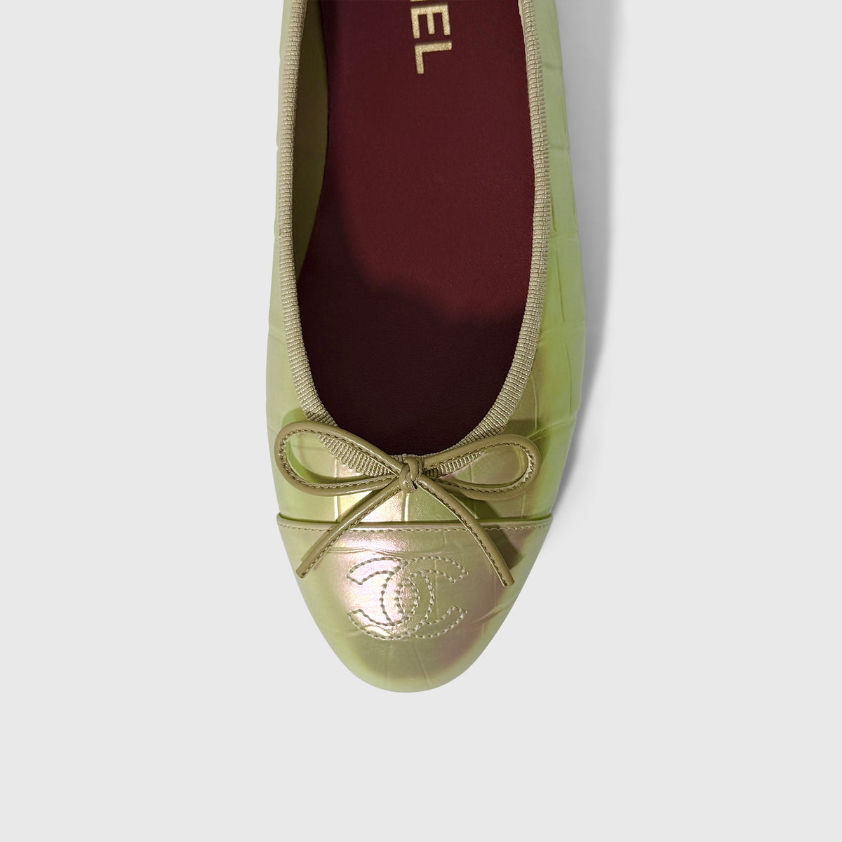 Chanel Iridescent Croc Embossed Ballet Flats