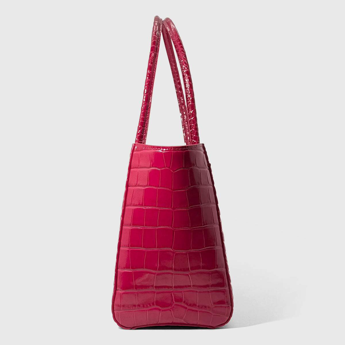 Chanel Tote Crocodile Embossed Small Calfskin Fuchsia Gold Tone Hardware