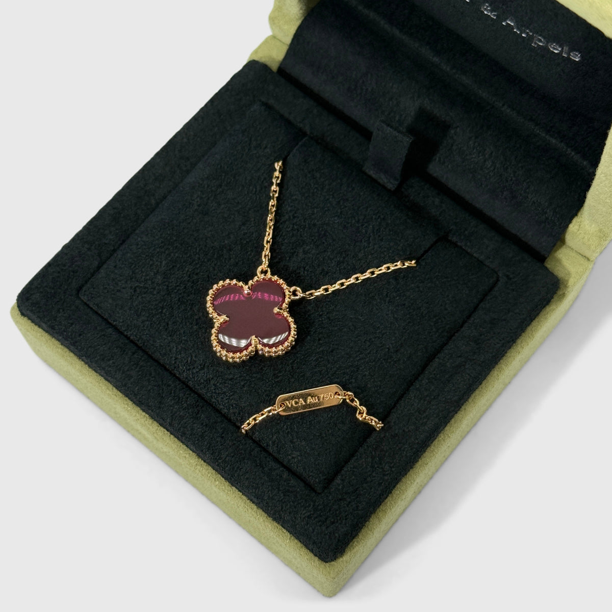 Van Cleef Alhambra Limited Pendant . Pink Enamel