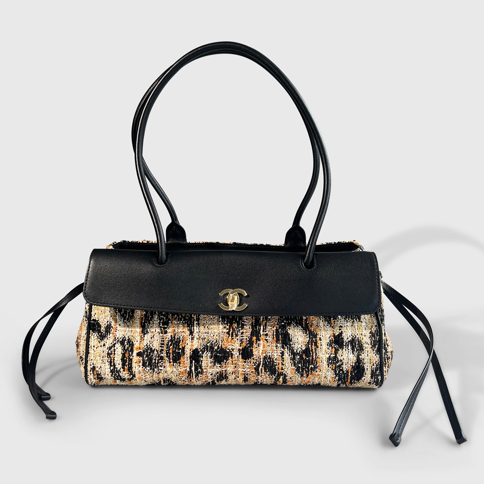 Chanel Leopard Tweed Small Shopping Tote