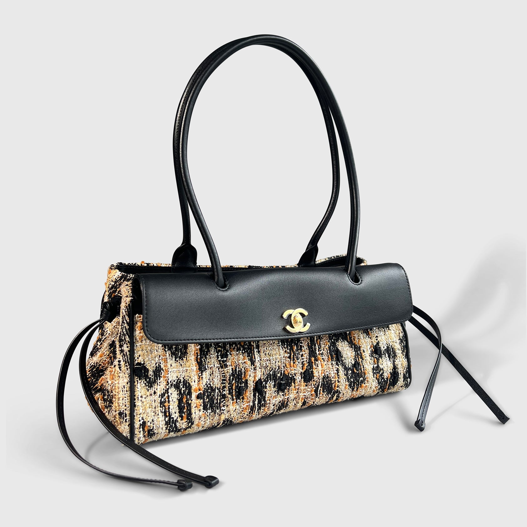 Chanel Leopard Tweed Small Shopping Tote