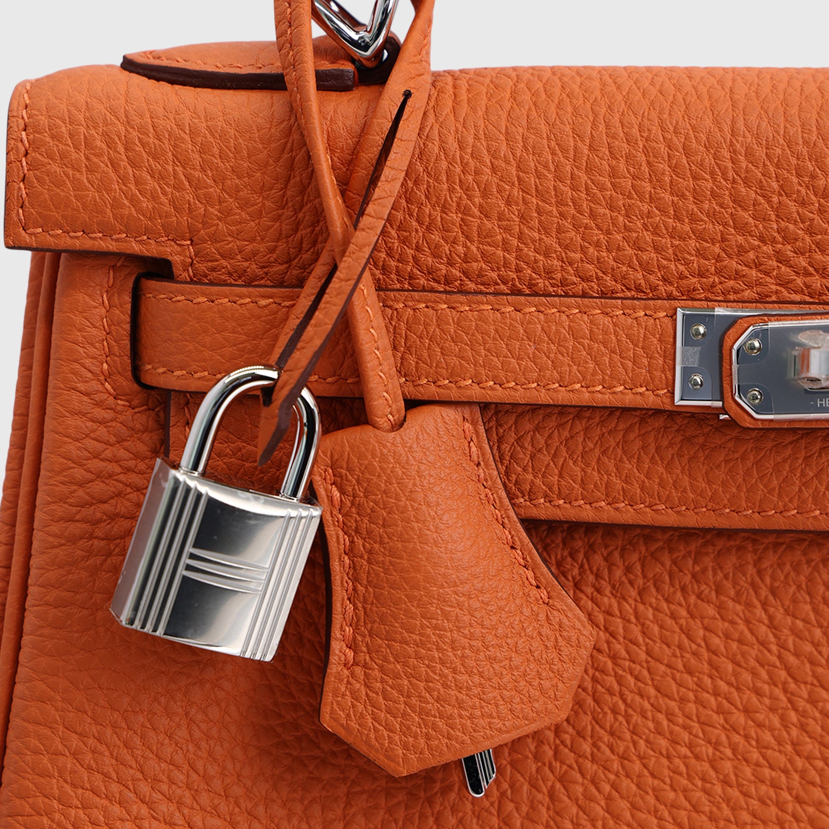 Hermès Kelly 25 Togo Orange Palladium Hardware Retourne