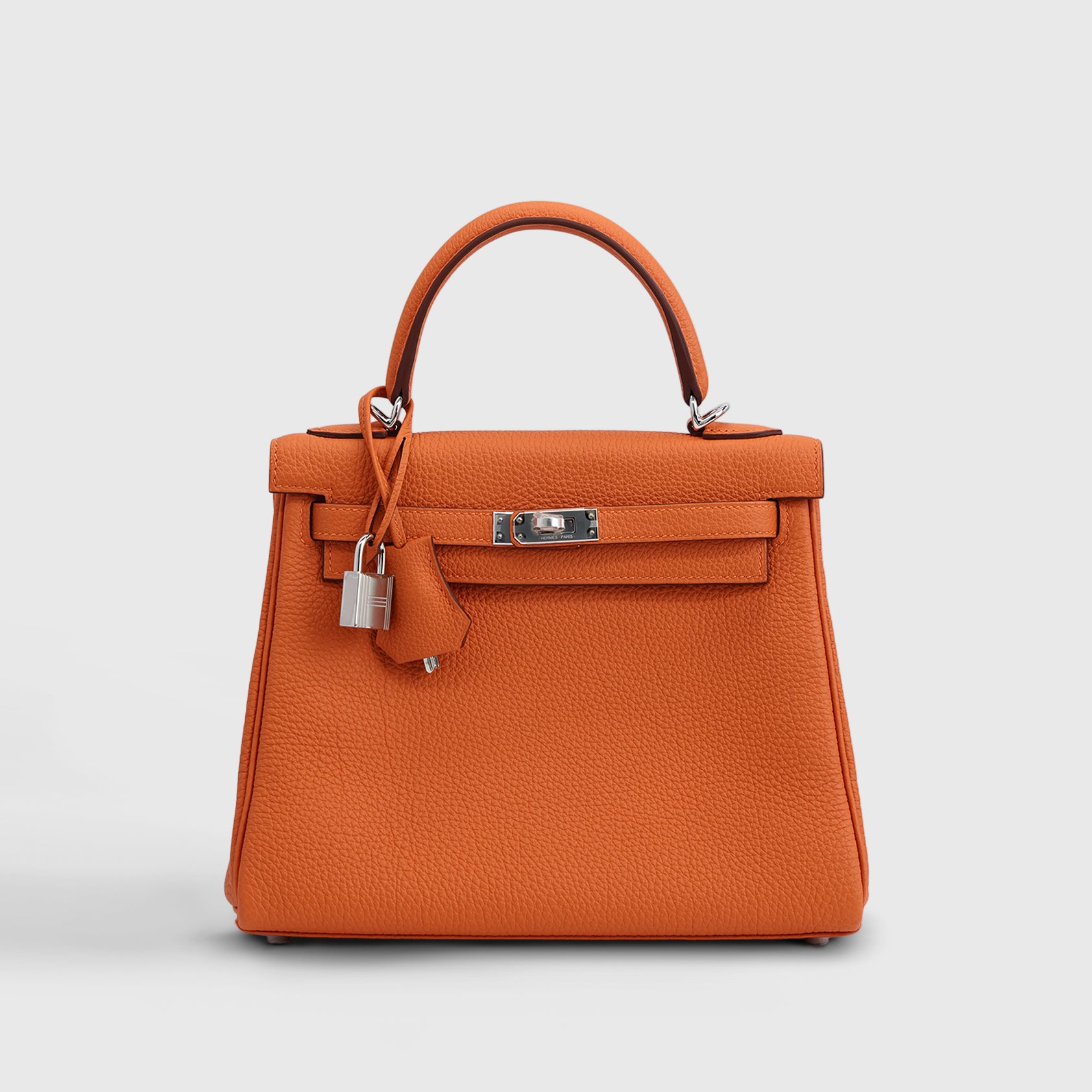 Hermès Kelly 25 Togo Orange Palladium Hardware Retourne