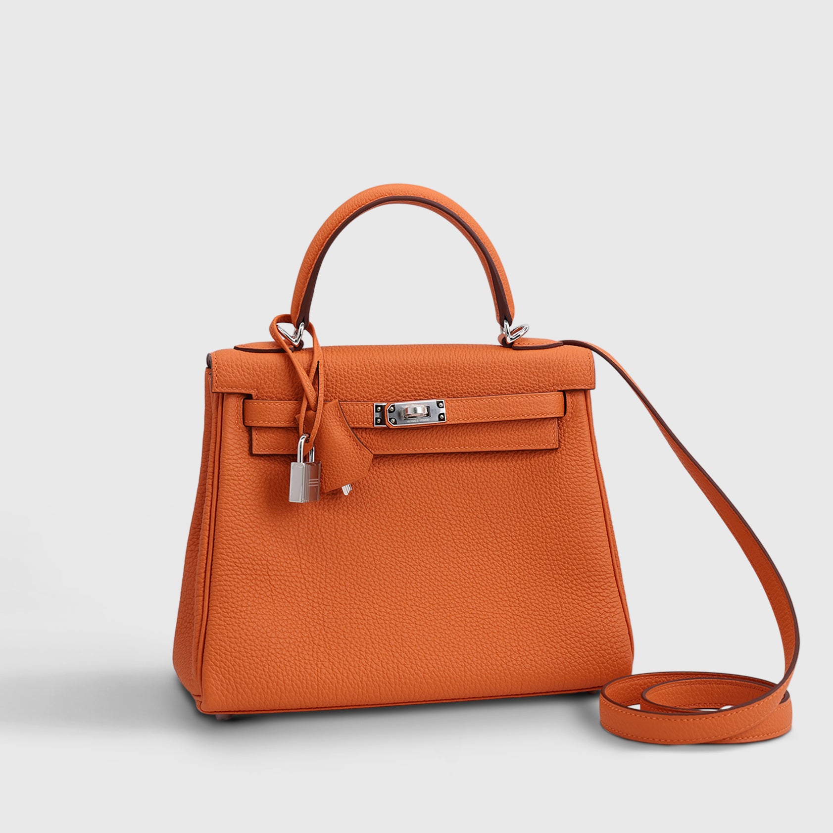Hermès Kelly 25 Togo Orange Palladium Hardware Retourne