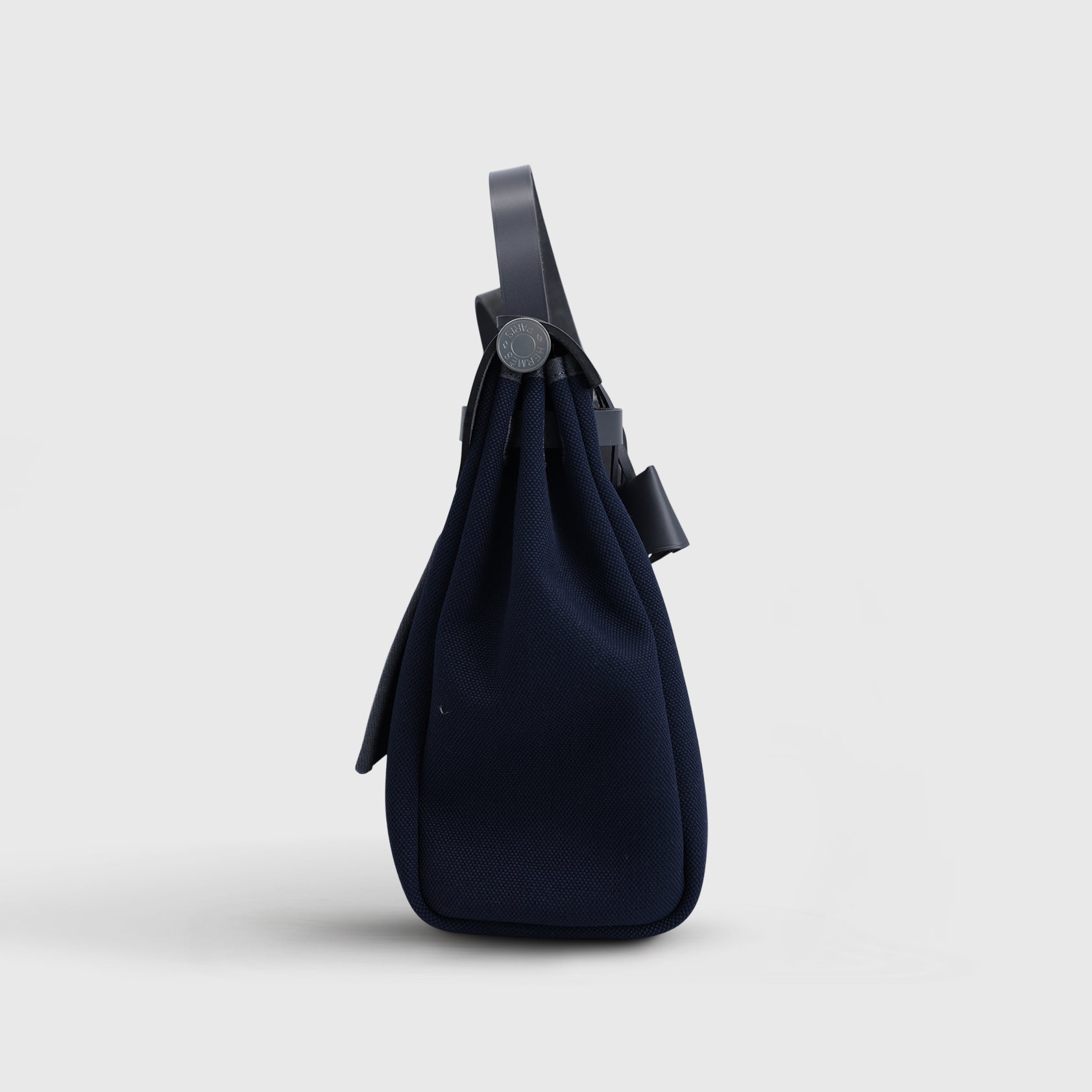 Hermès Herbag 31 Toile Blue Marine/Ardoise Palladium Hardware Retourne