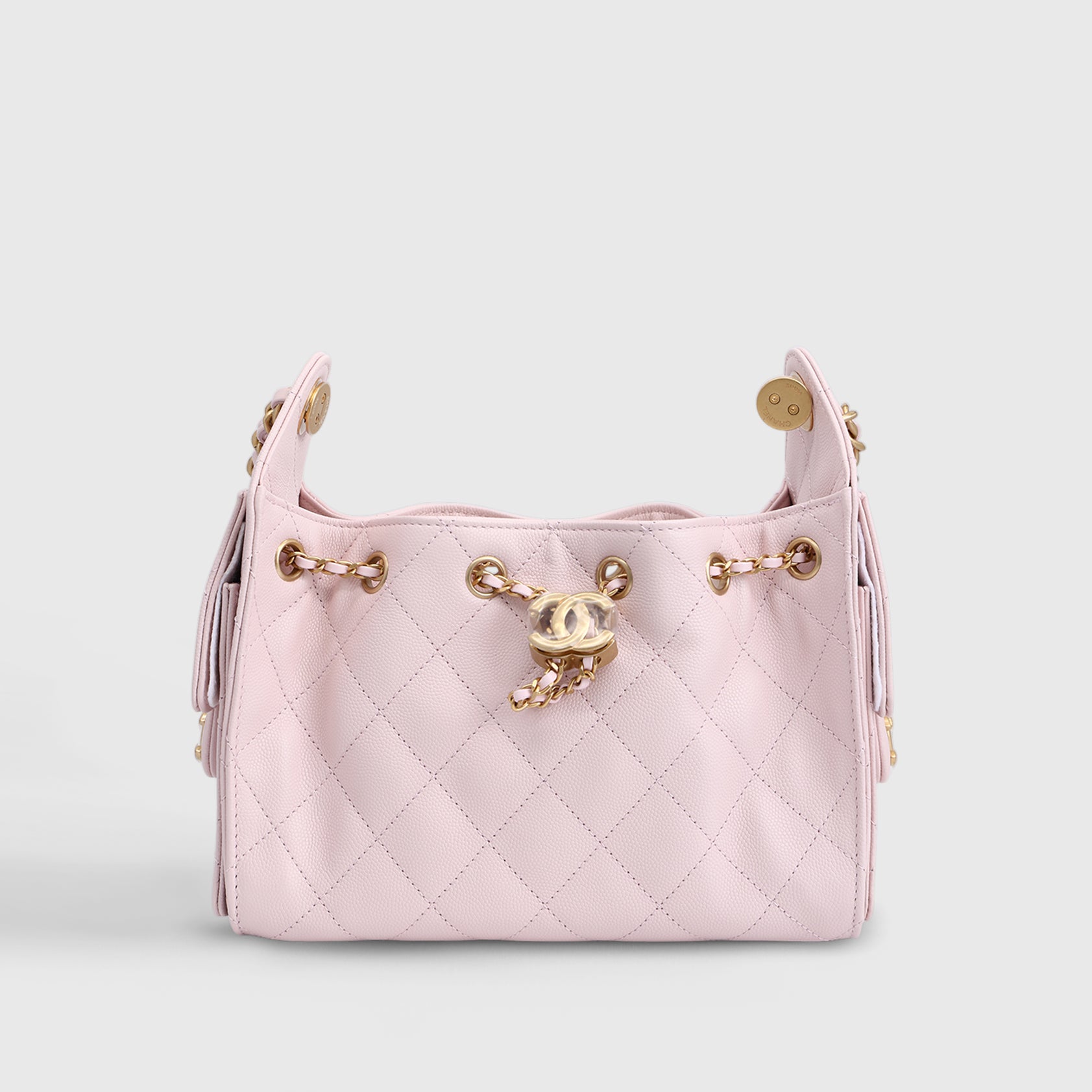 Chanel 25 Hobo Bag Mini Caviar Pink Gold Hardware