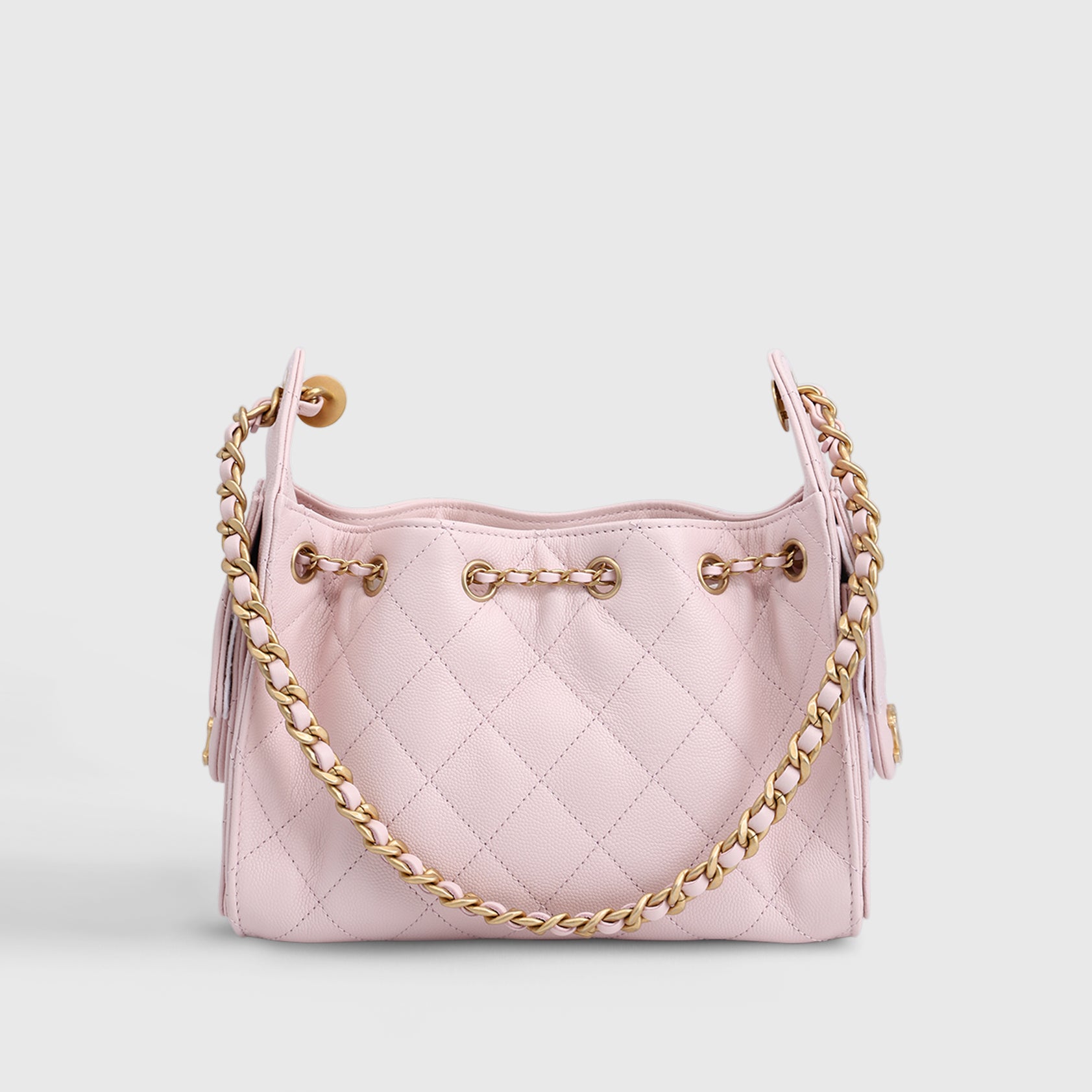 Chanel 25 Hobo Bag Mini Caviar Pink Gold Hardware