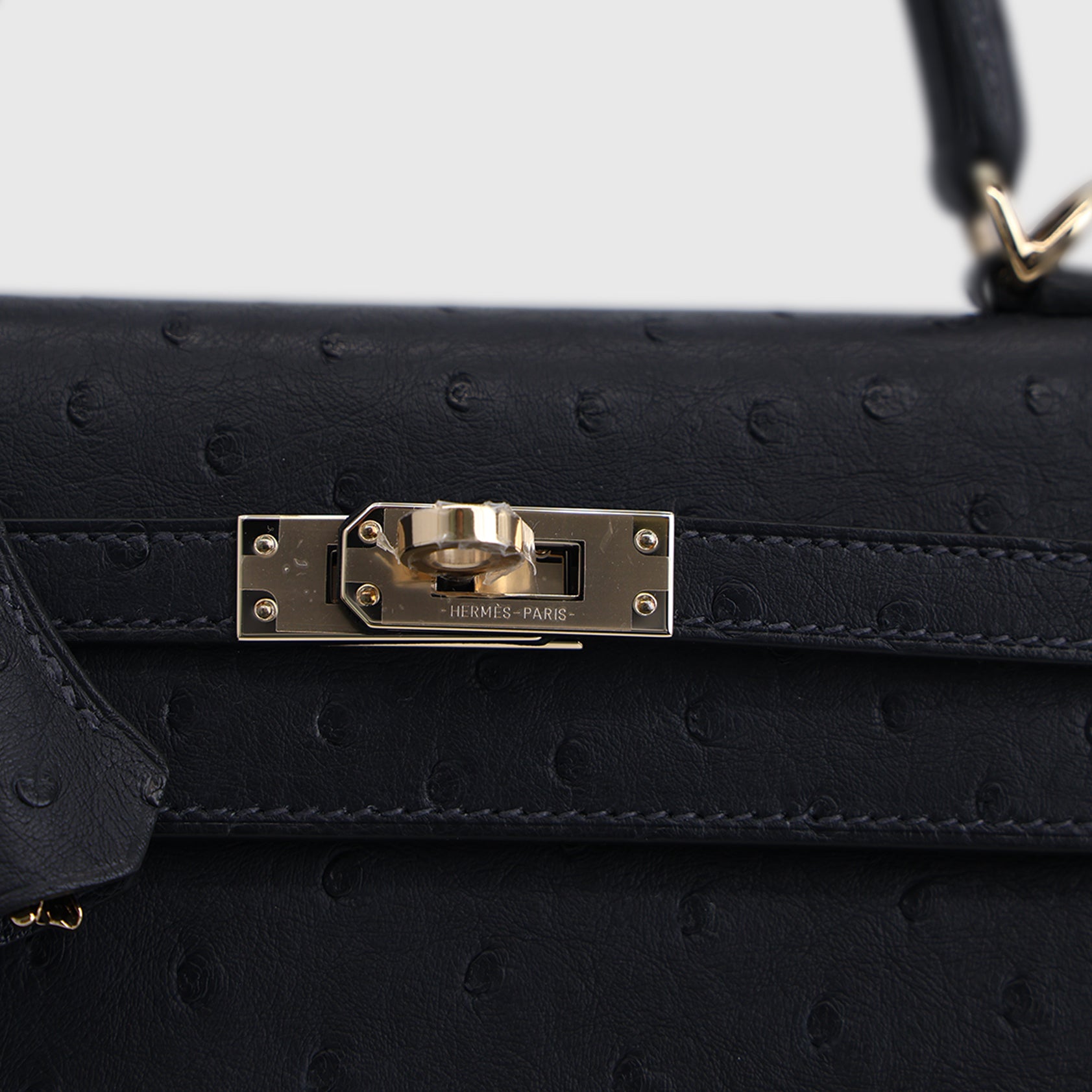Hermès Kelly 25 Ostrich Caban Permabrass Hardware