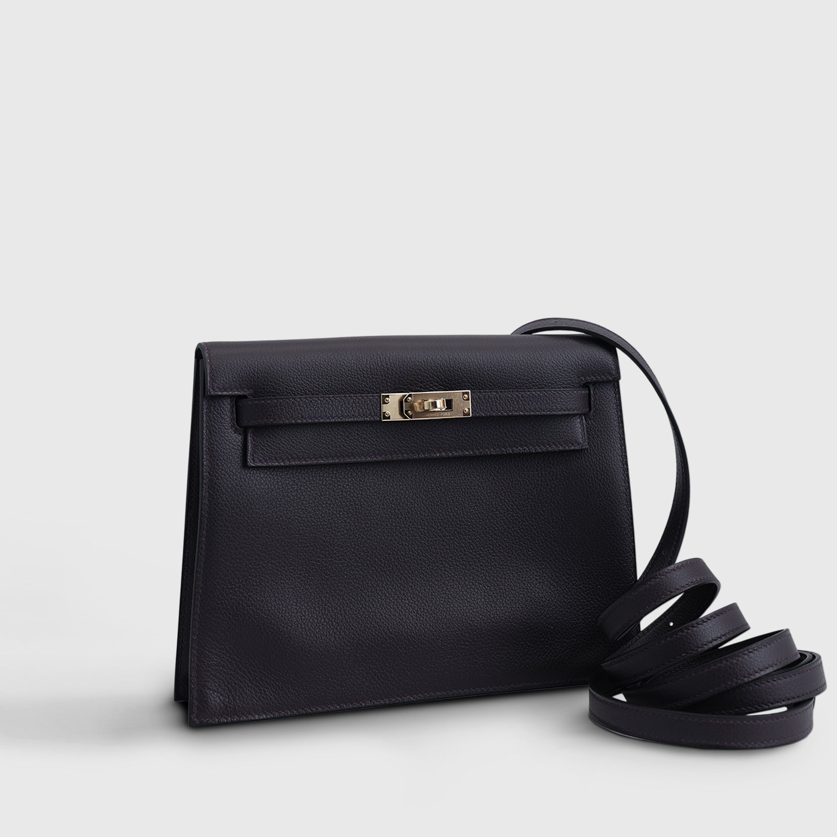 Hermès Kelly Danse Evercolor Prunoir / Verso Anemone Permabrass