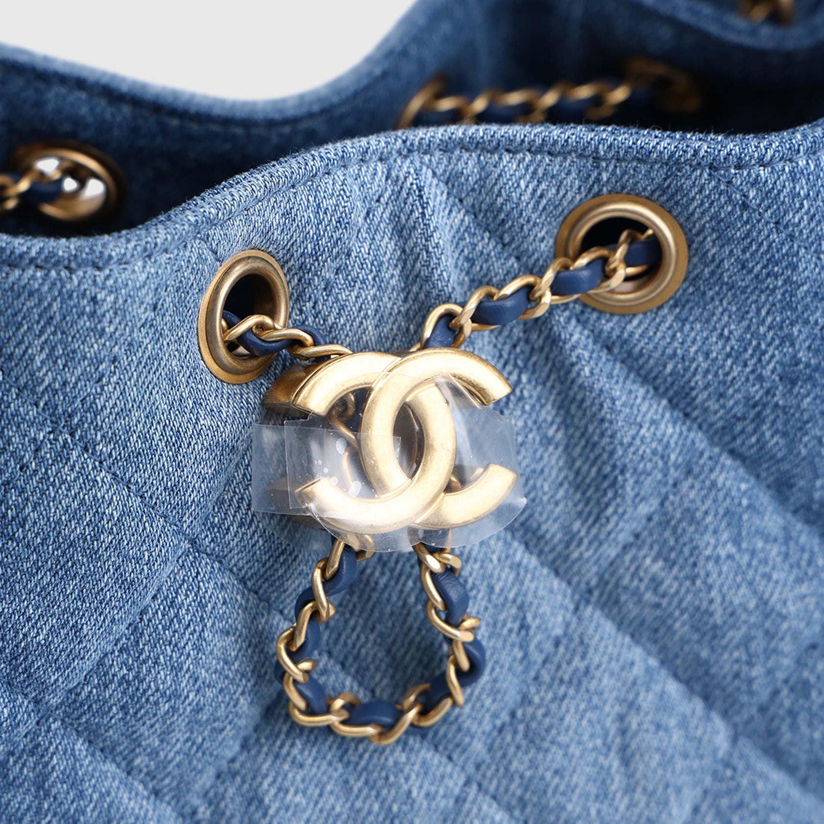 Chanel 25 Hobo Bag Small Denim Light Blue Gold Hardware