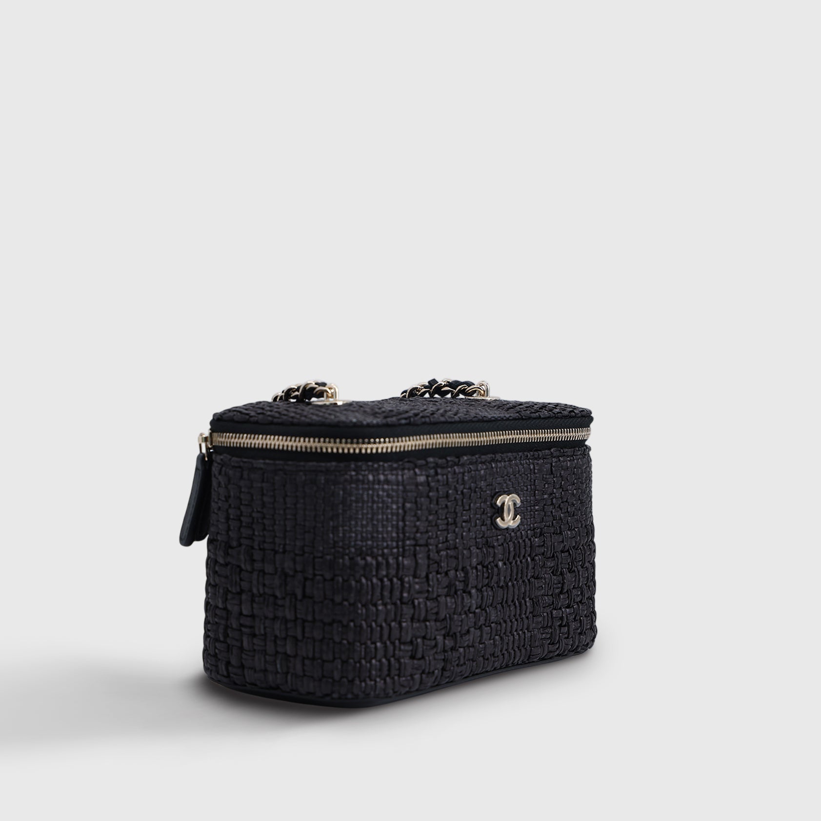 Chanel Classic Long Vanity with Chain Raffia Black