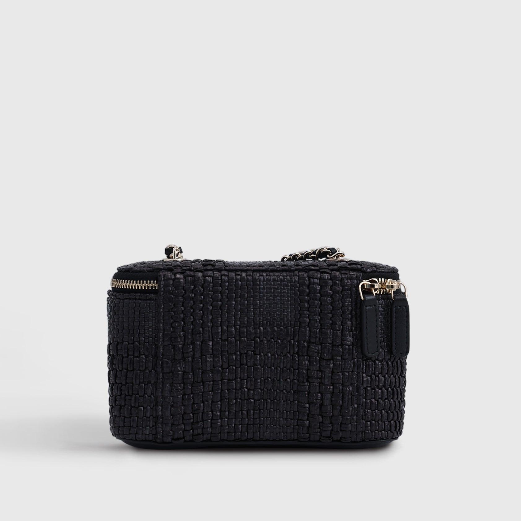 Chanel Classic Long Vanity with Chain Raffia Black