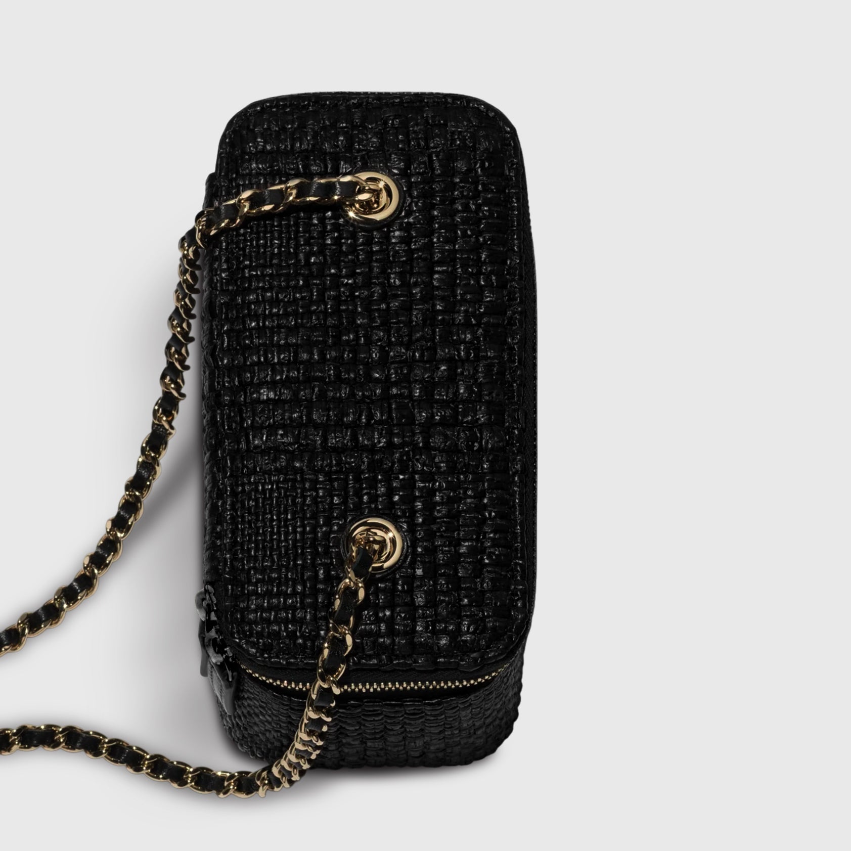 Chanel Classic Long Vanity with Chain Raffia Black
