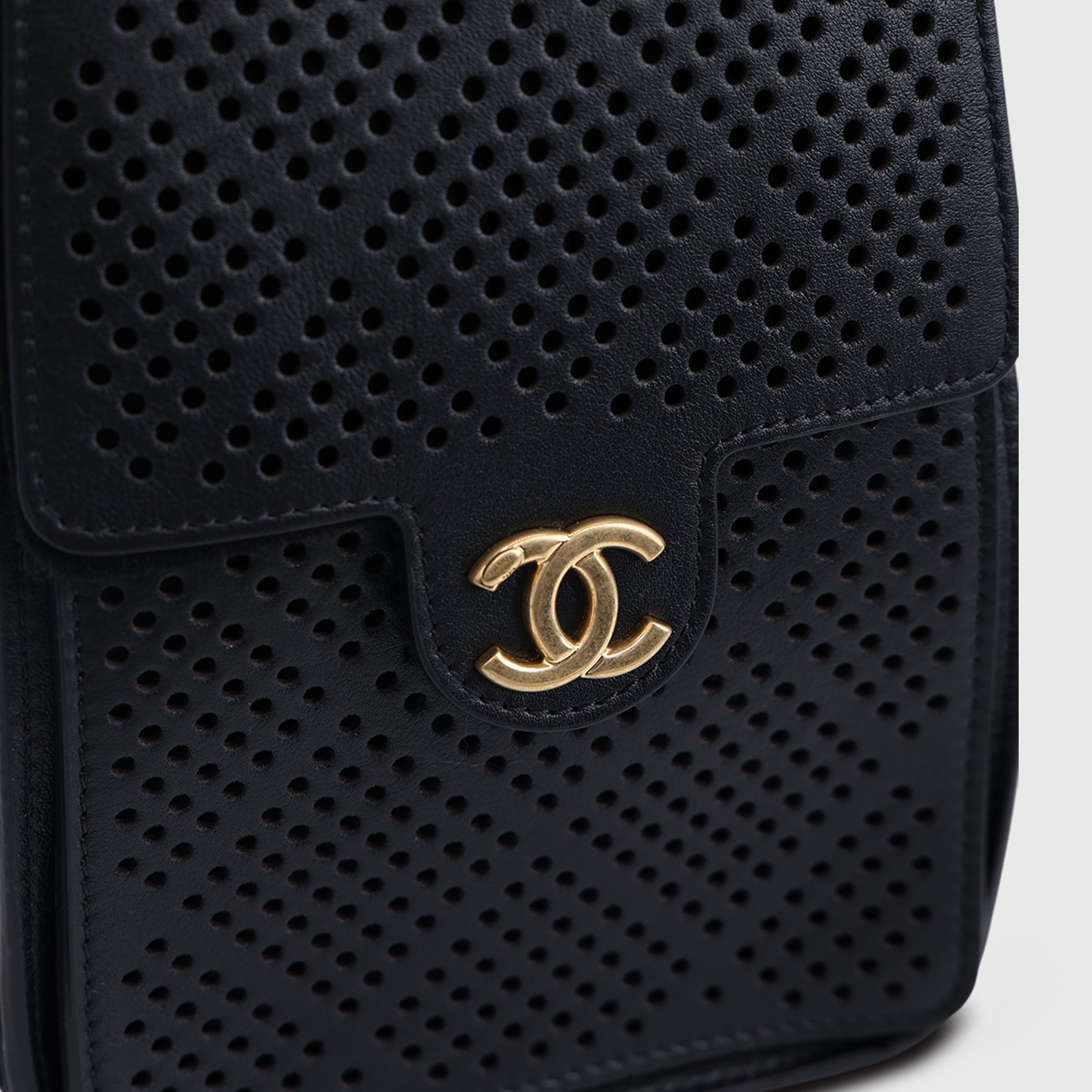 Chanel 25 Hobo Perforated Small Calfskin Black Gold Hardware