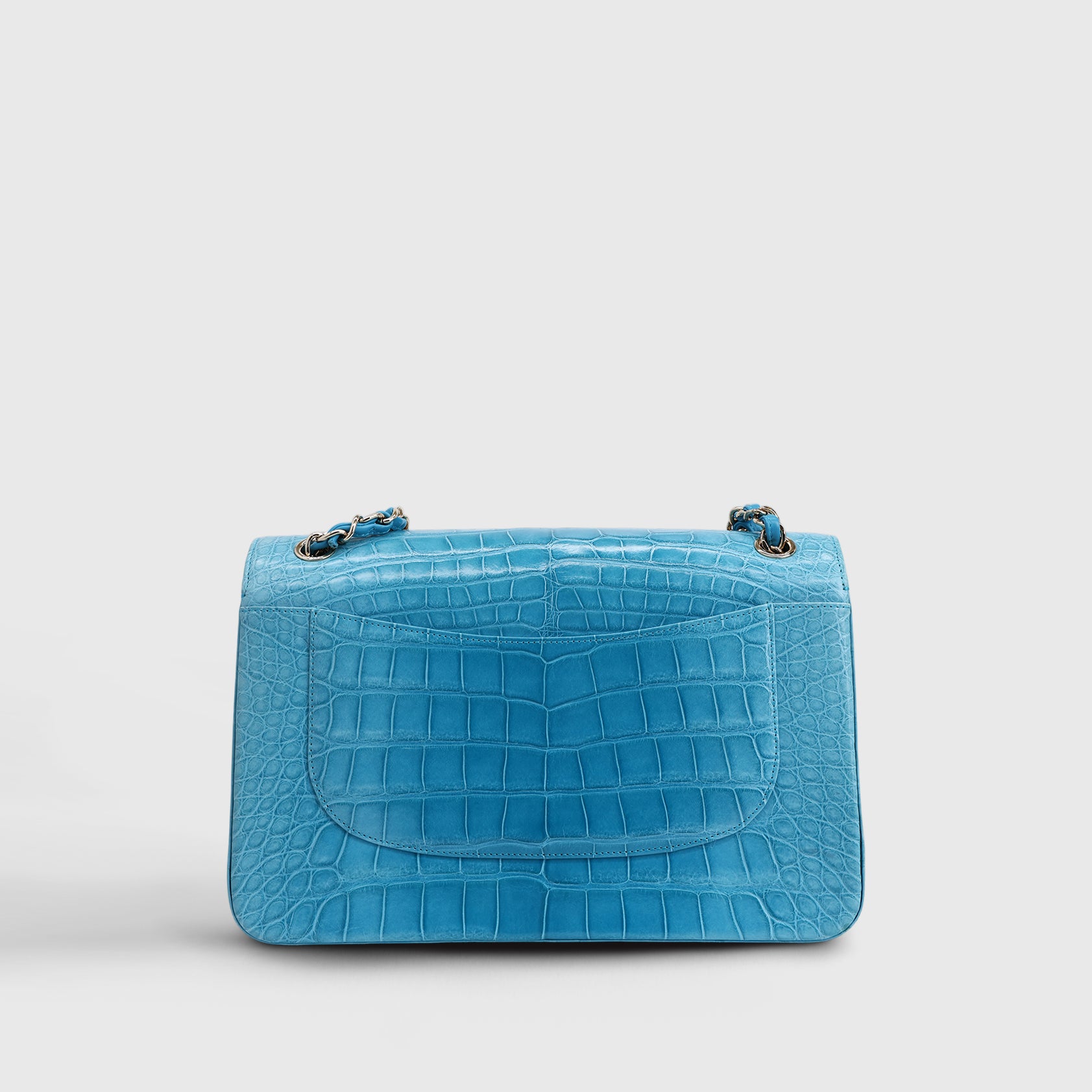 Chanel Classic Double Flapbag Jumbo Alligator Blue Gold Hardware Matte