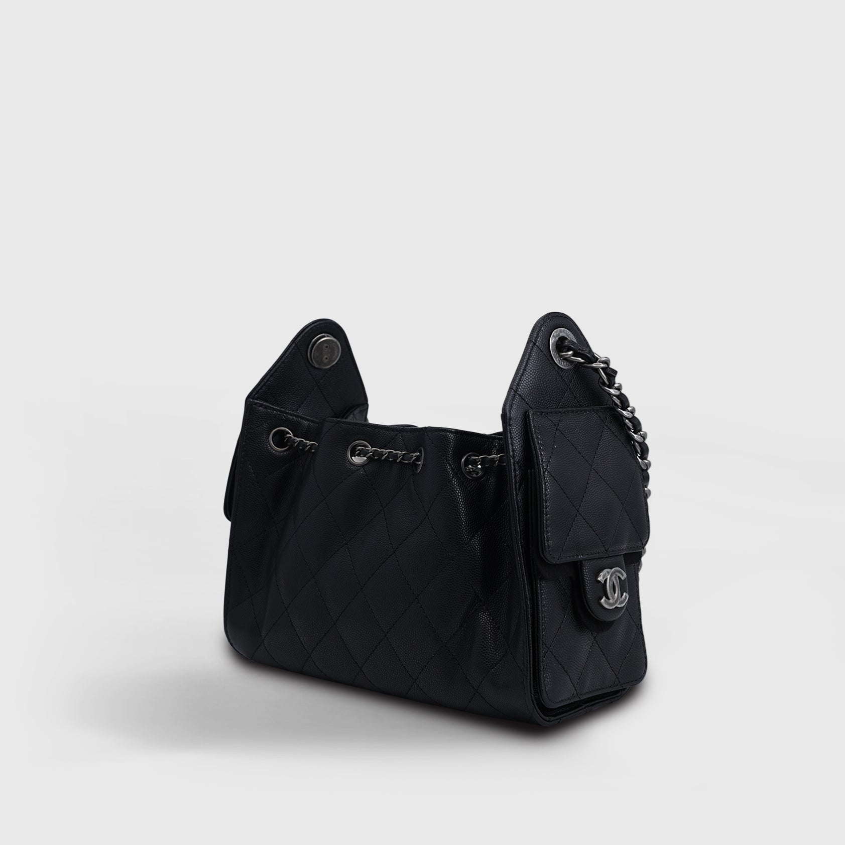 Chanel 25 Hobo Bag Mini Caviar Black Palladium Hardware