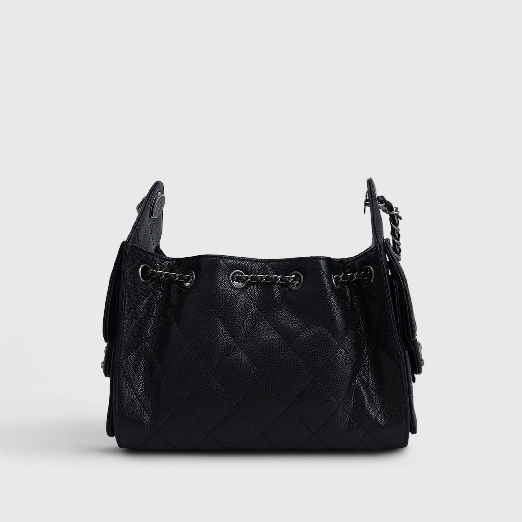 Chanel 25 Hobo Bag Mini Caviar Black Palladium Hardware
