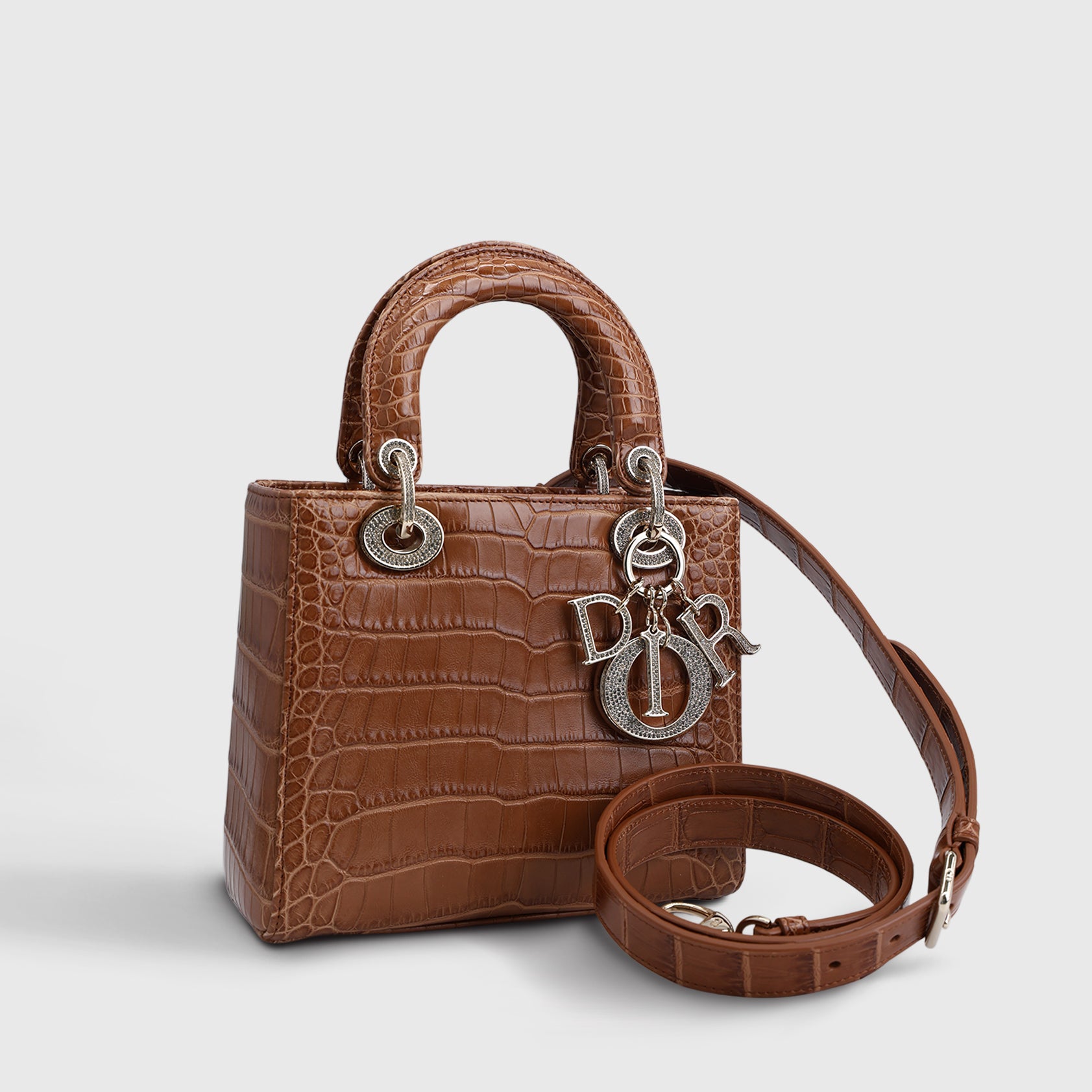Dior Lady Dior Small Alligator Brown Two-Tone Patina