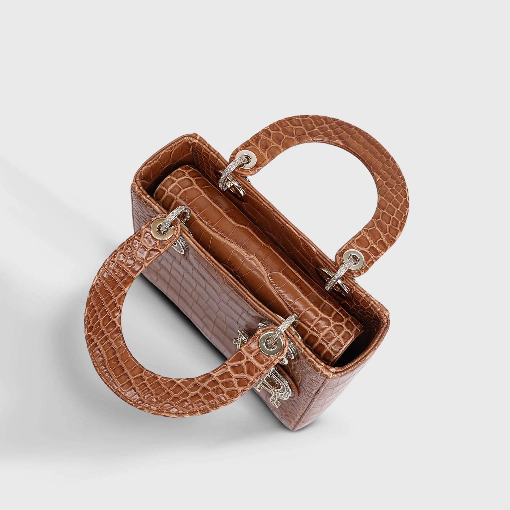 Dior Lady Dior Small Alligator Brown Two-Tone Patina