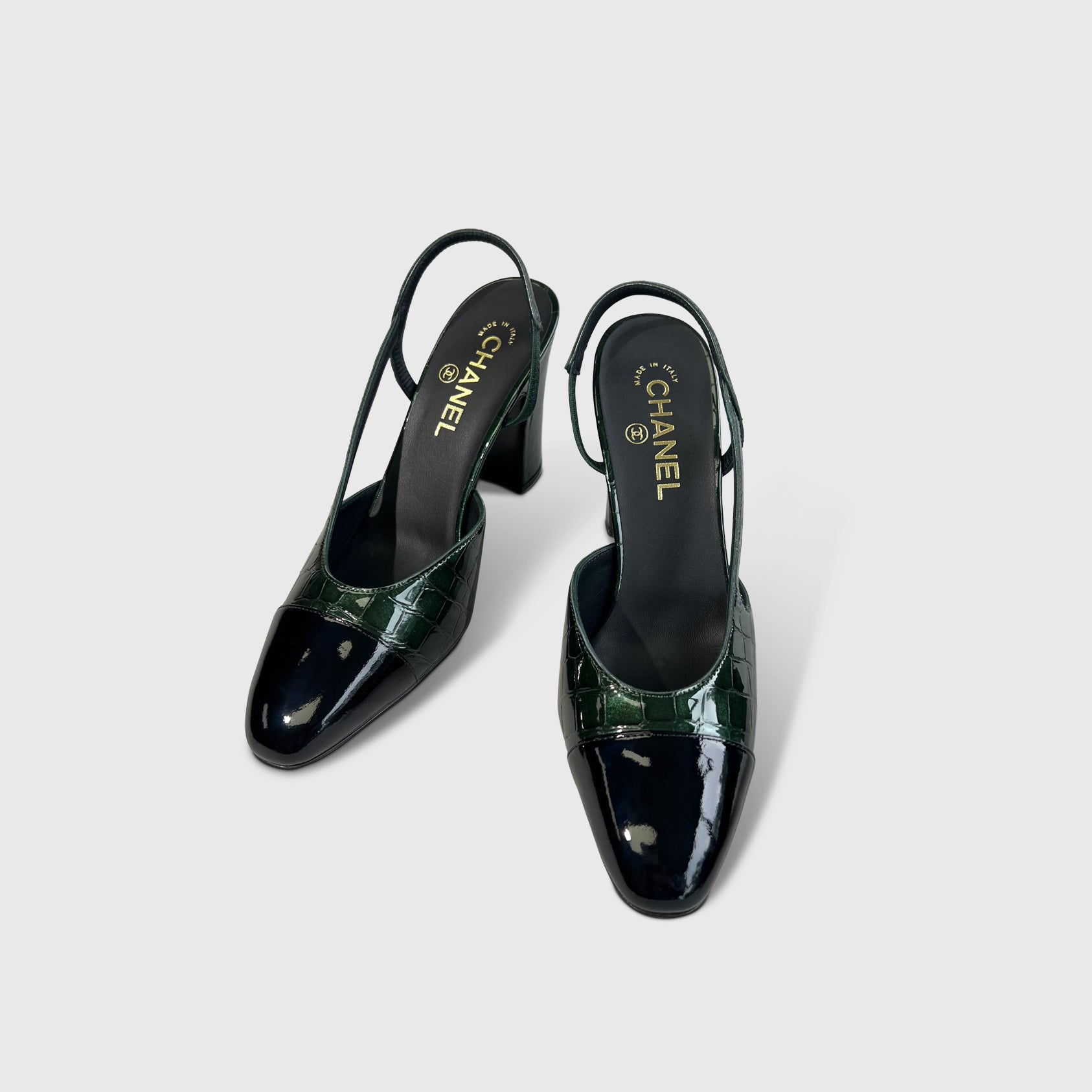 Chanel Croc Embossed Slingbacks