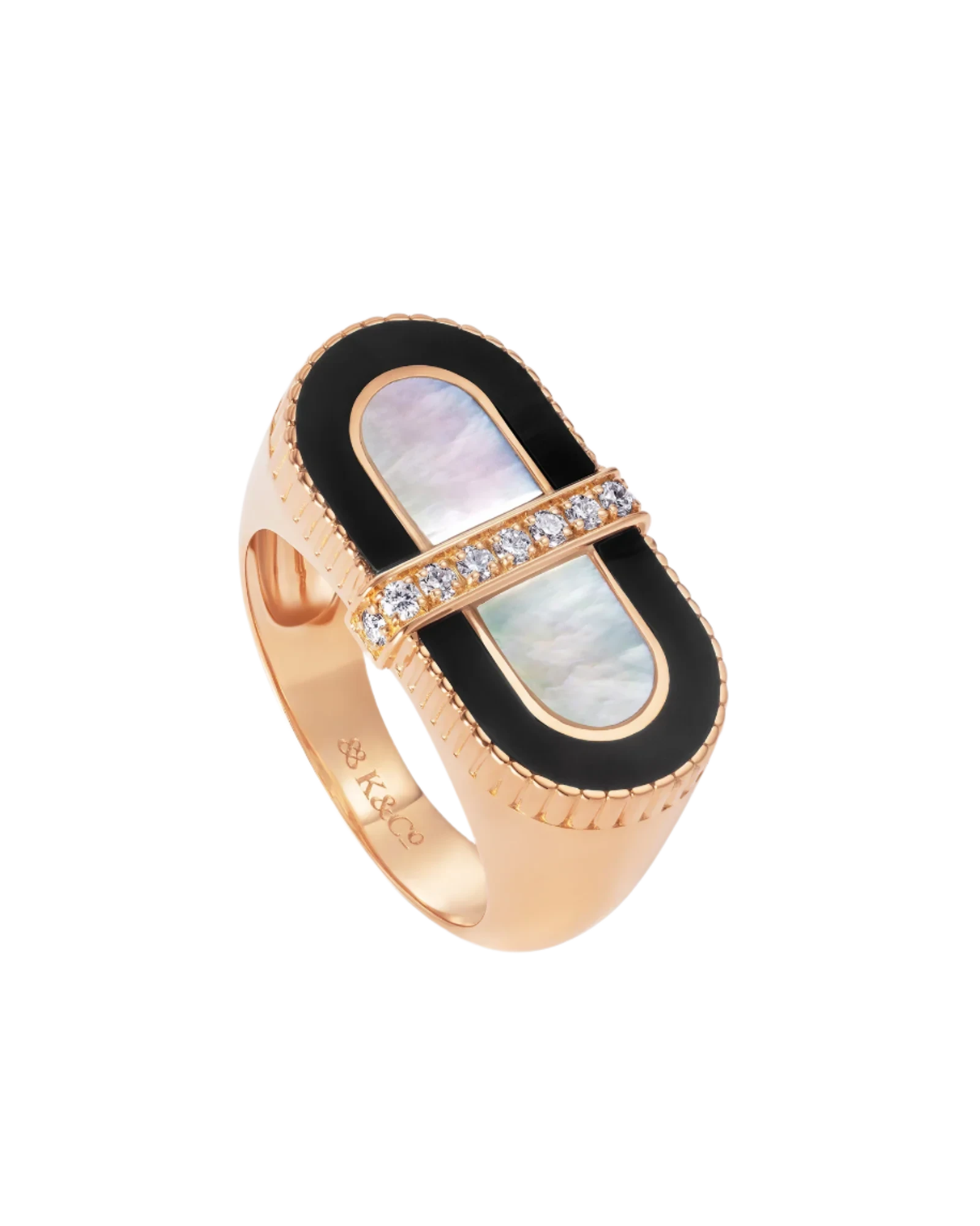 Vitamin Pink Colors Ring Onyx / Mother Of Pearl - eliteUSA 